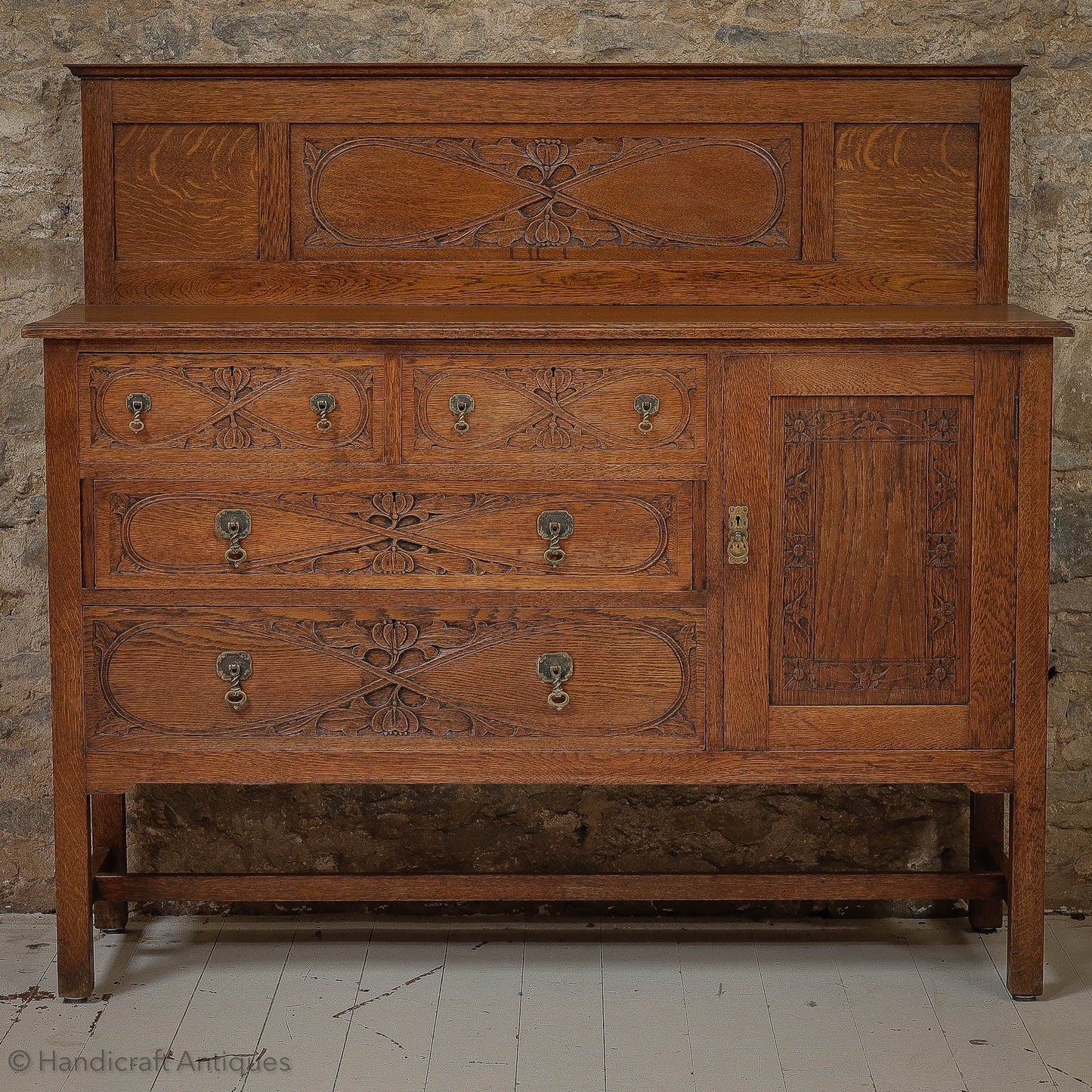  Arts & Crafts Lakes School English Oak Sideboard C. 1930