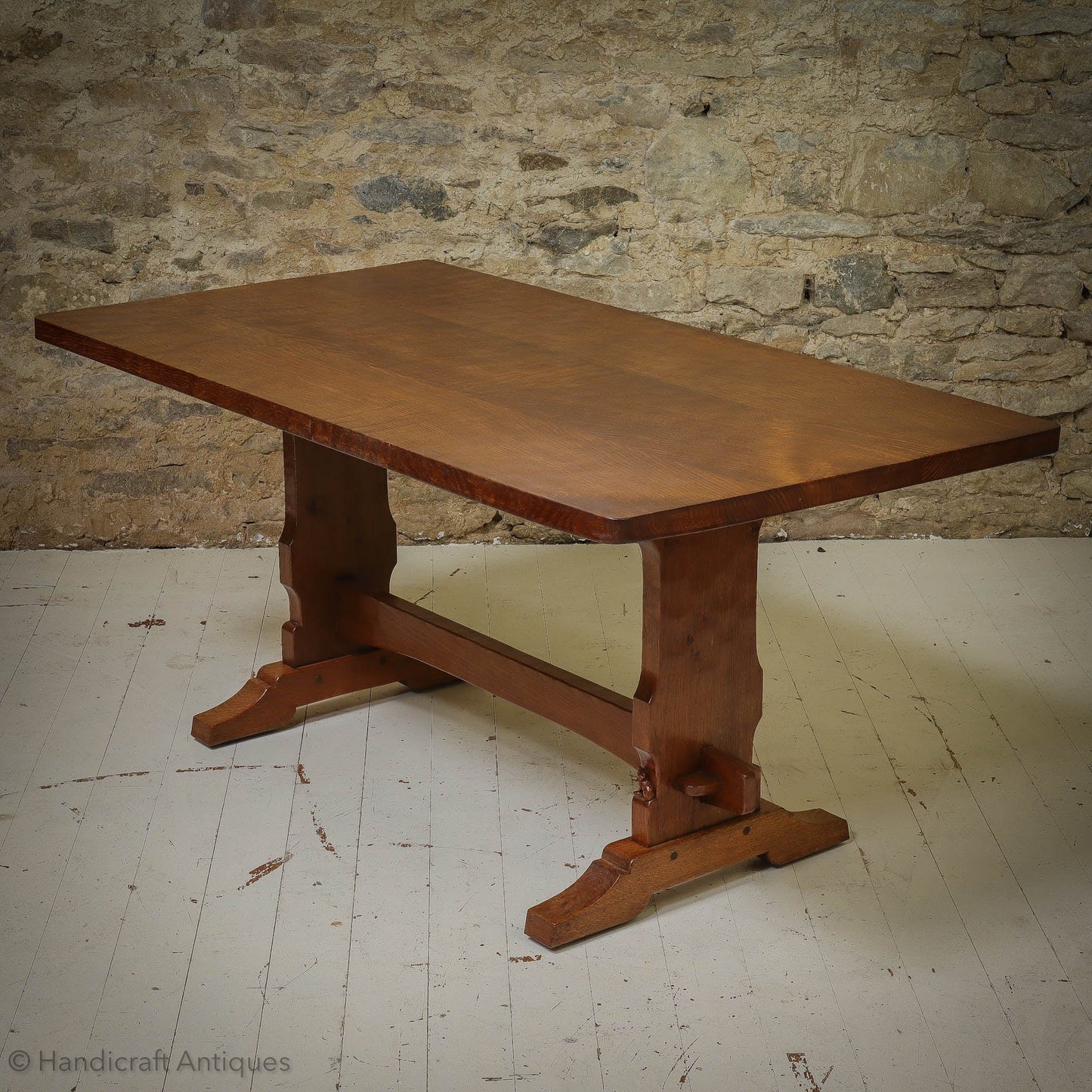 Foxman (Ex-Mouseman) Arts & Crafts Yorkshire School Oak Dining Table