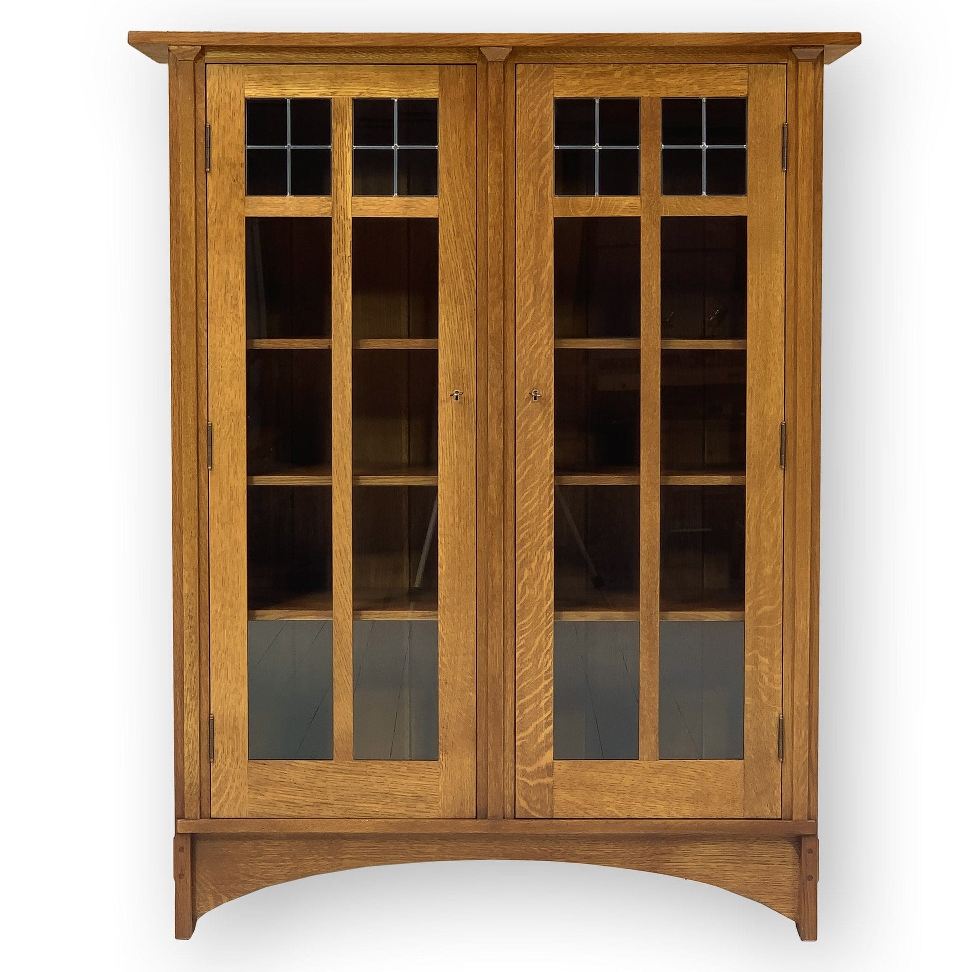 Stickley Furniture Arts & Crafts Mission School Leaded Glazed Oak Bookcase 