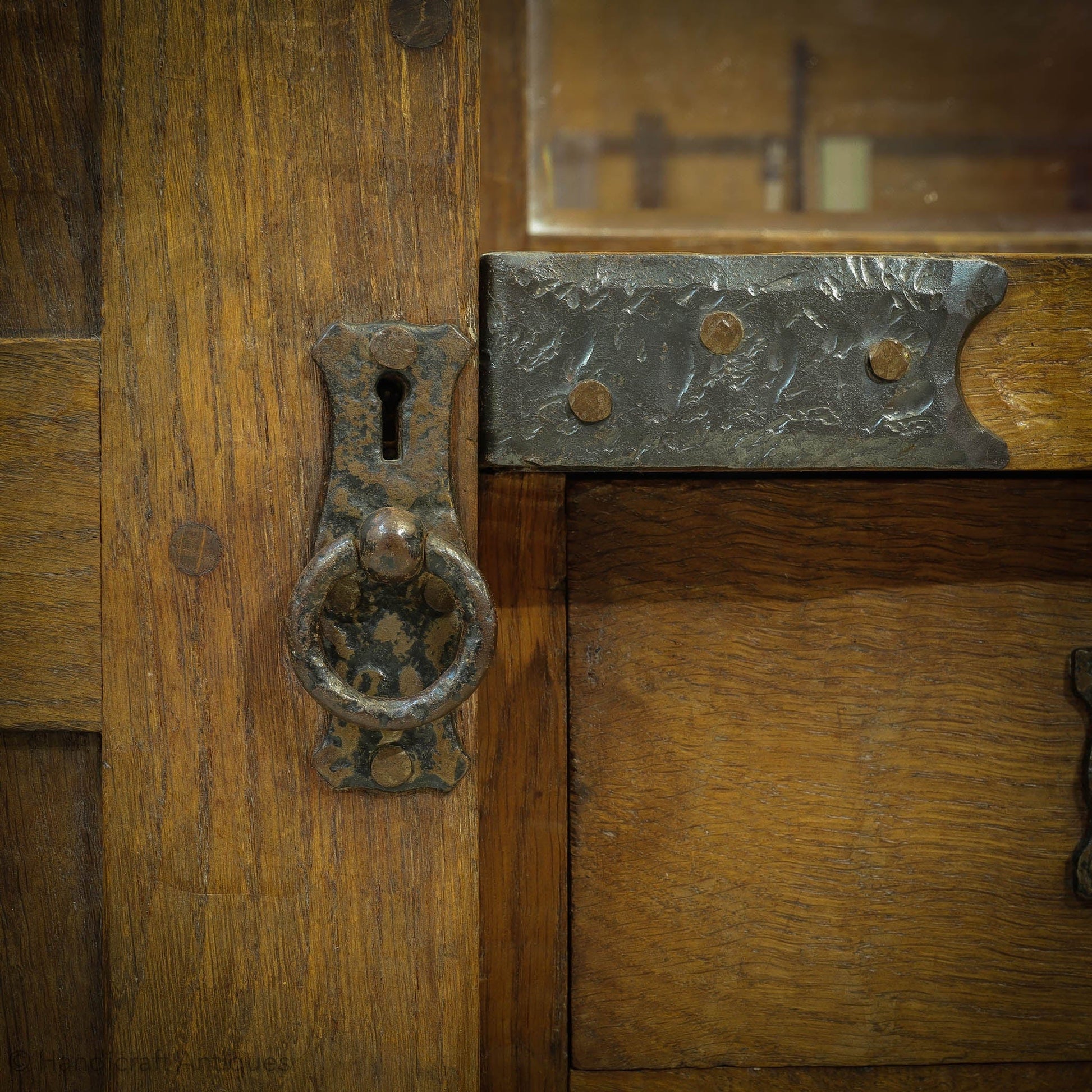 Arts & Crafts Yorkshire School English Oak Wardrobe C. 1920 - Mouseman interest