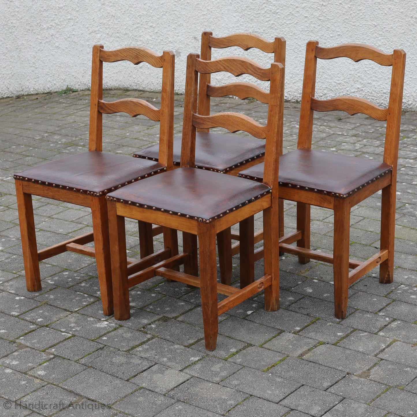 Set of 4 Acornman (Ex-Mouseman) Arts & Crafts Yorkshire School English Oak Chairs