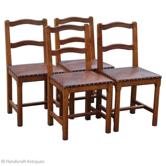 Set of 4 Acornman (Ex-Mouseman) Arts & Crafts Yorkshire School English Oak Chairs