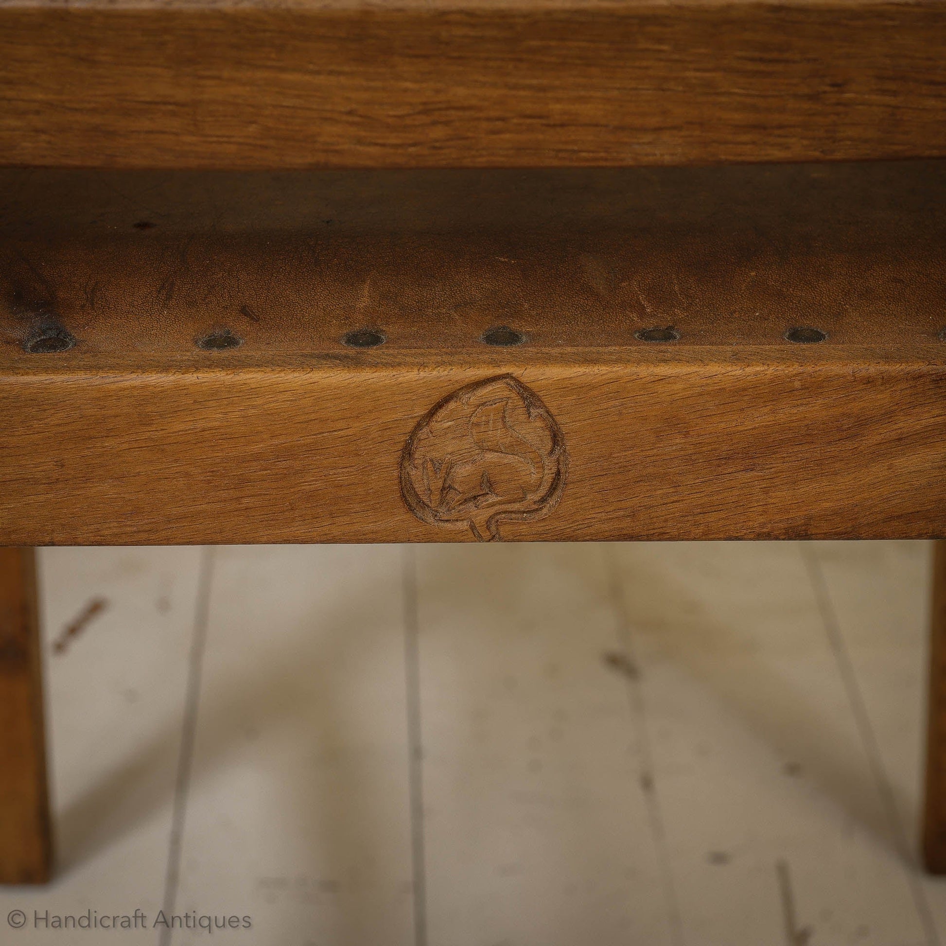 Set of 8 Squirrelman Arts & Crafts Yorkshire School English Oak Chairs c. 1960