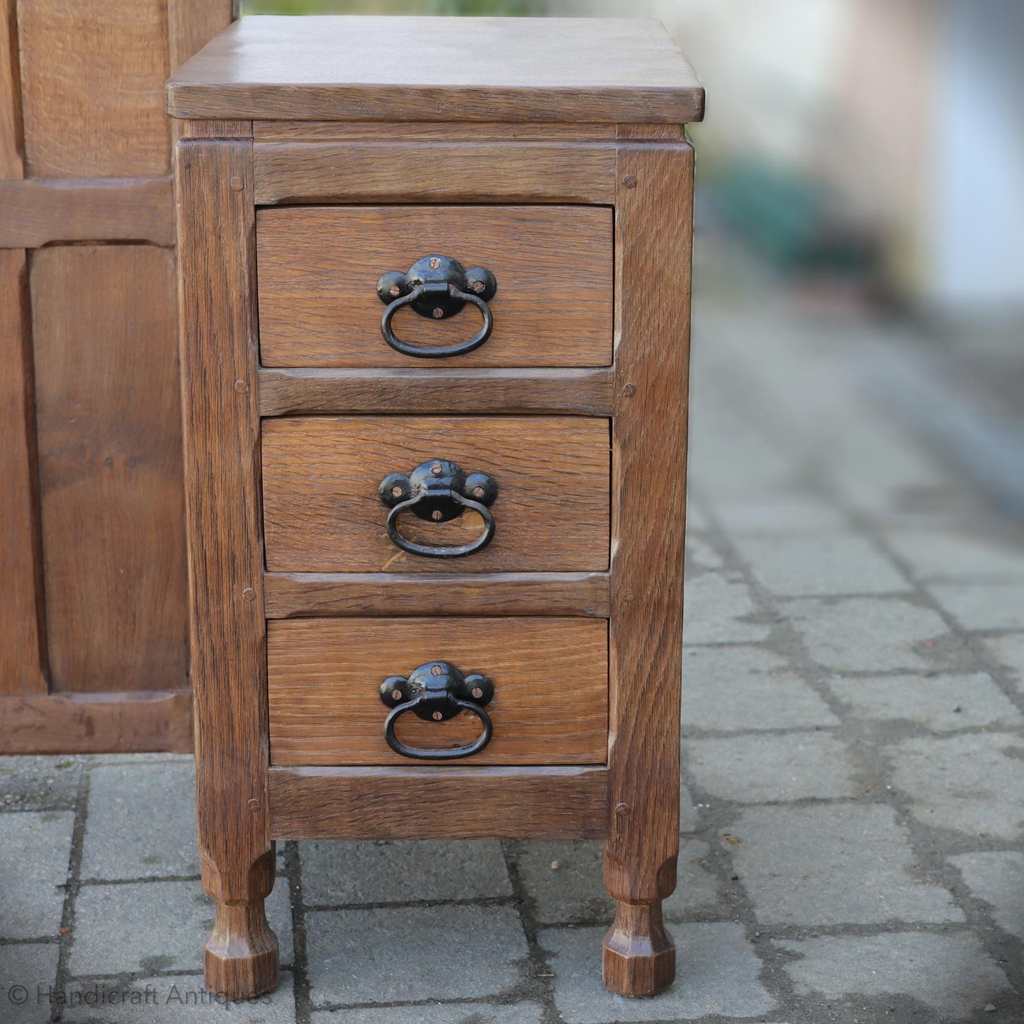 Sid Pollard [ex-Mouseman] Arts & Crafts Yorkshire School Oak Bed & Cabinets