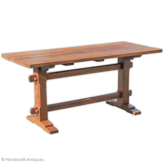 Woodpeckerman [Mouseman interest] Arts & Crafts Yorkshire School English Oak Dining Table