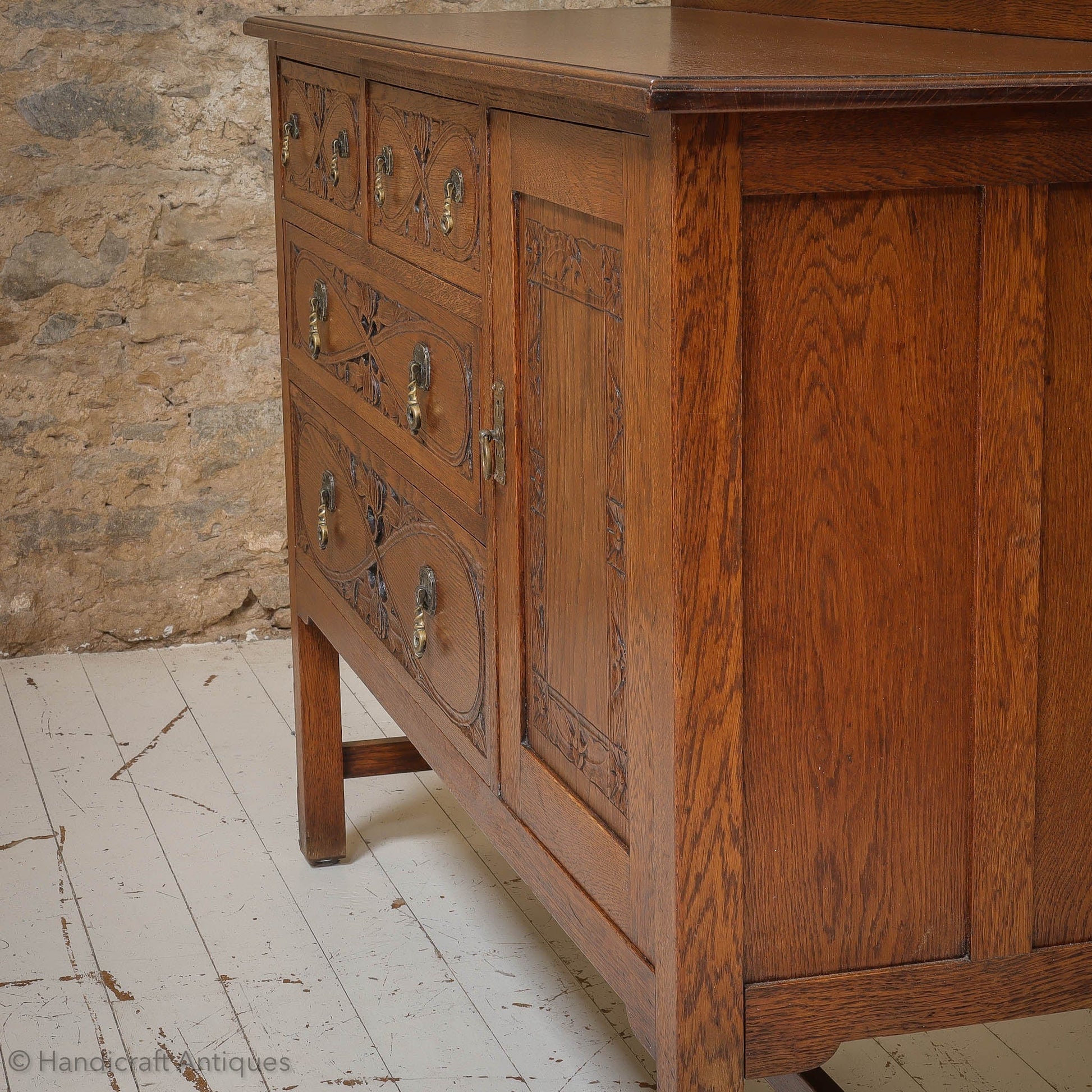  Arts & Crafts Lakes School English Oak Sideboard C. 1930