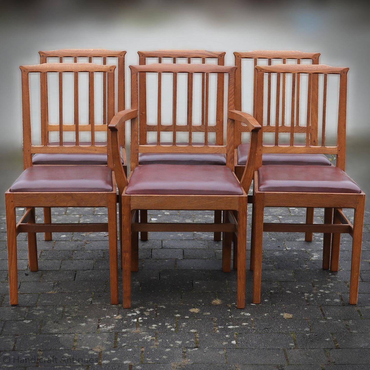 Set of 6 Acornman (Ex-Mouseman) Arts & Crafts Yorkshire School Oak Chairs