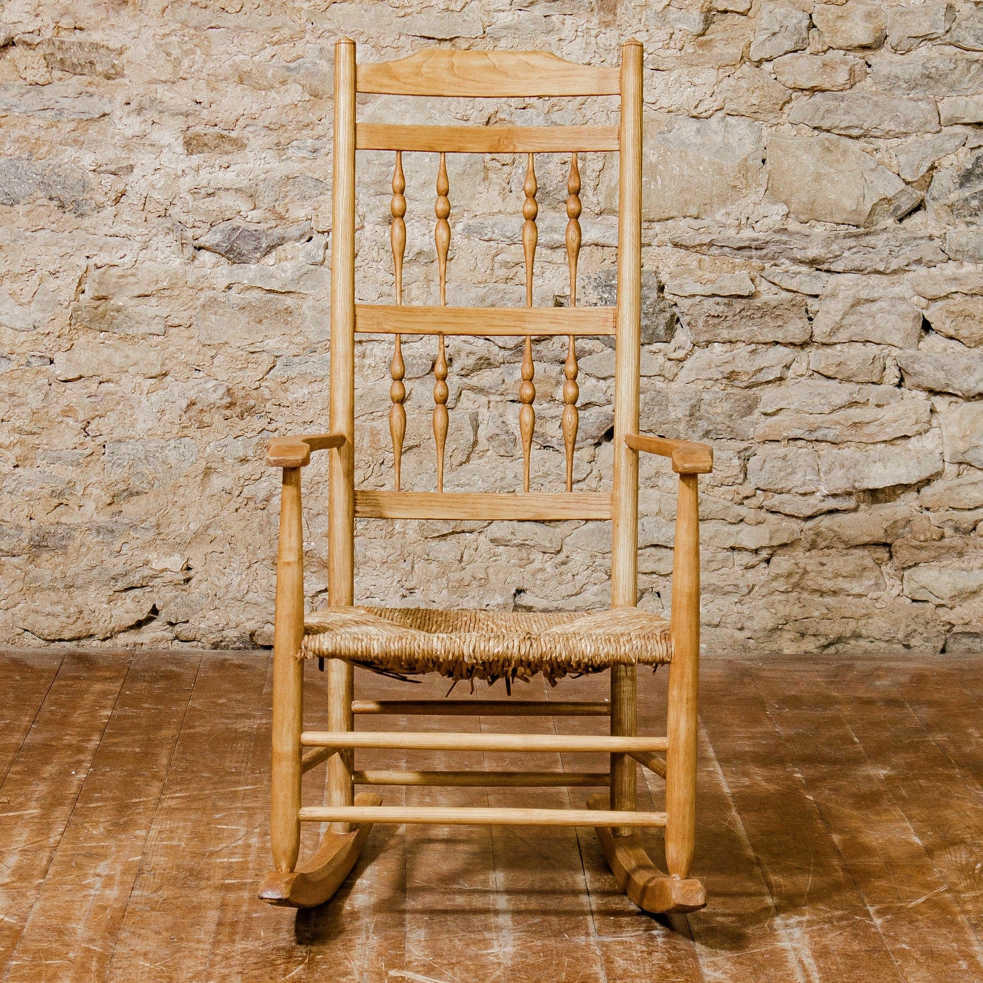 Arts & Crafts Cotswold School Ash Gimson Design Rocking Chair With Rush Seat