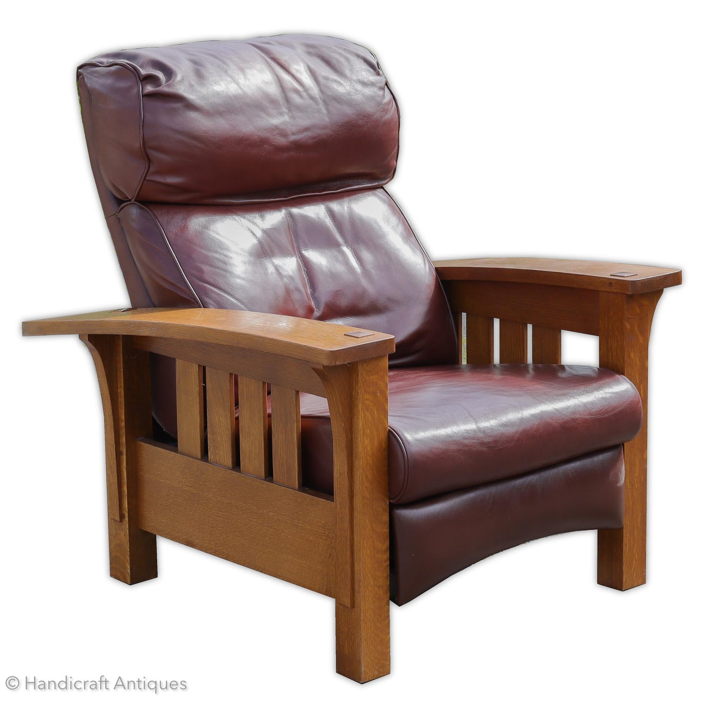 Stickley Furniture Arts & Crafts Mission School Morris Bow Reclining Oak Armchair