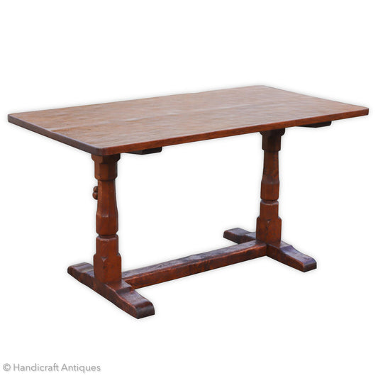 Robert 'Mouseman' Thompson Arts & Crafts Yorkshire School English Oak Dining Table 