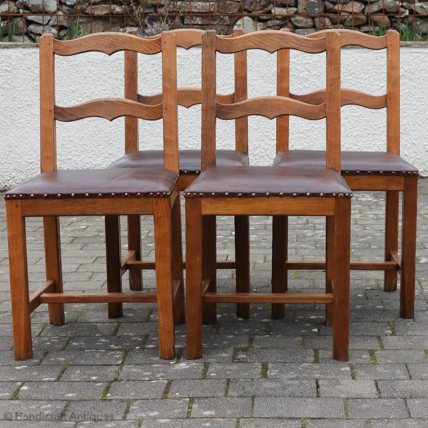 Set of 4 Acornman (Ex-Mouseman) Arts & Crafts Yorkshire School English Oak Chairs