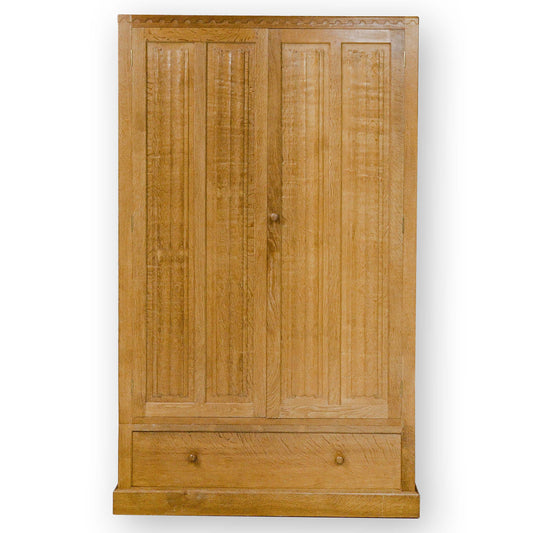 Eagleman (Ex-Mouseman) Arts & Crafts Yorkshire School Oak Double Wardrobe [a]