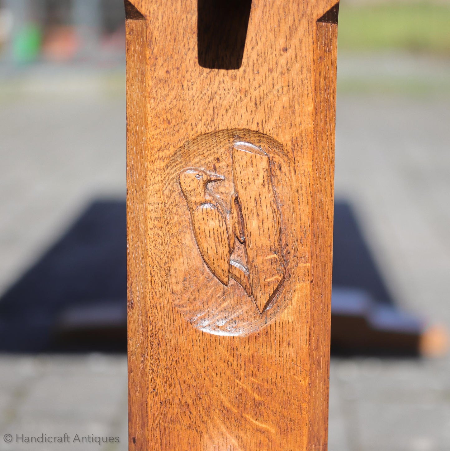 Woodpeckerman [Mouseman interest] Arts & Crafts Yorkshire School English Oak Dining Table