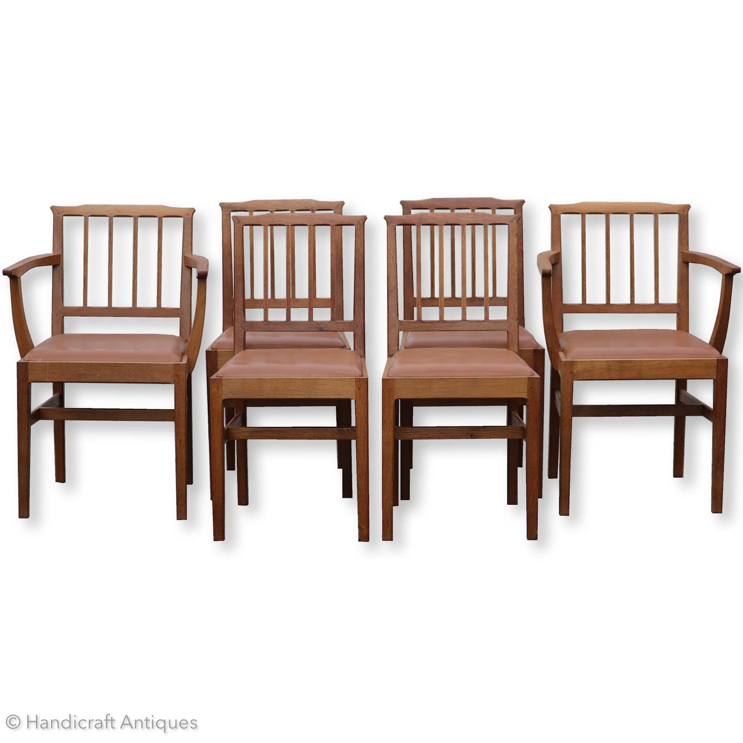 Set of 6 Edward Barnsley Design Acornman Arts & Crafts Cotswold School Oak Chairs