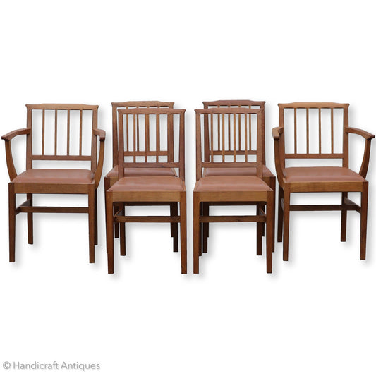 Set of 6 Edward Barnsley Design Acornman Arts & Crafts Cotswold School Oak Chairs