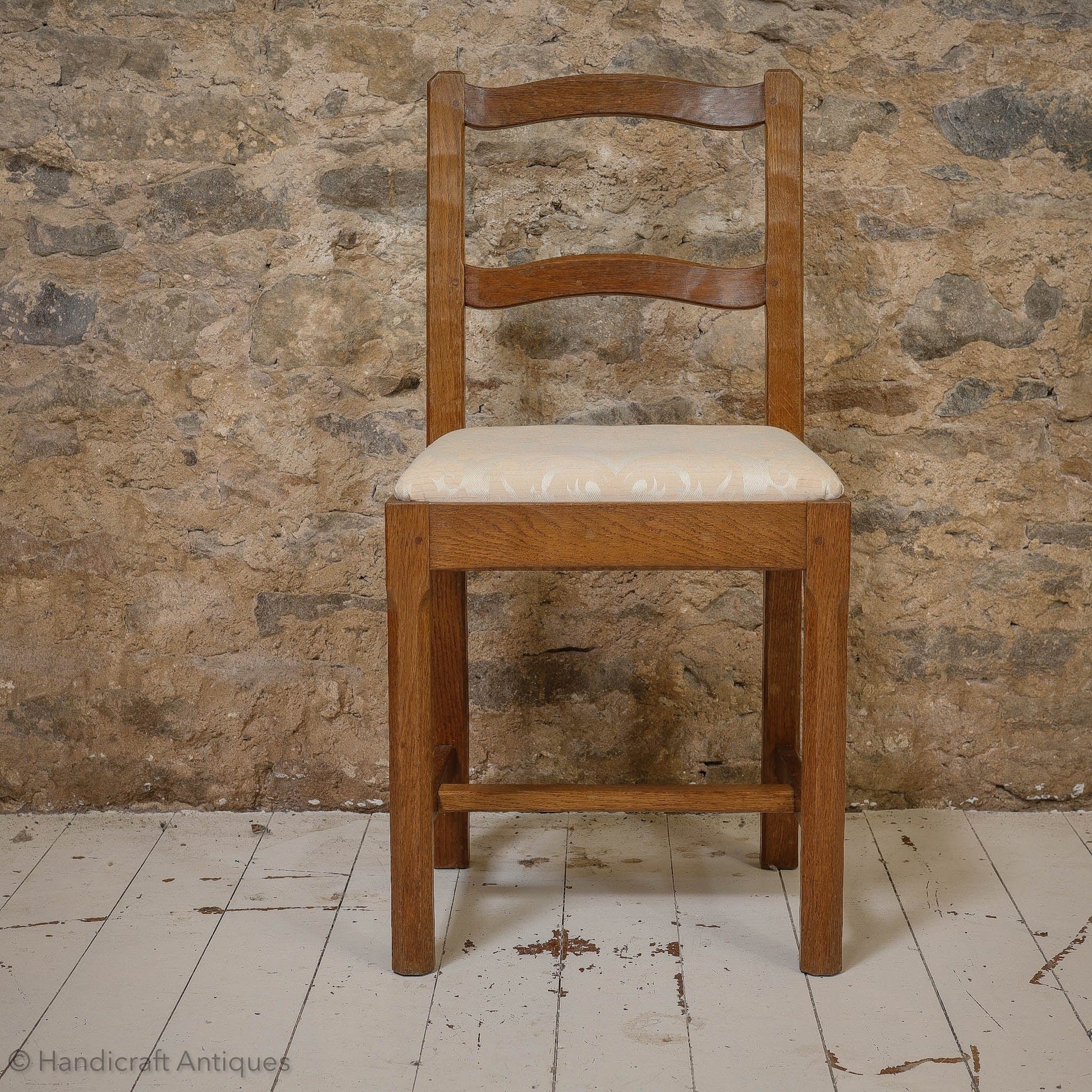 Set of 6 'Acornman' (Ex-Mouseman) Arts & Crafts Yorkshire School Oak Chairs