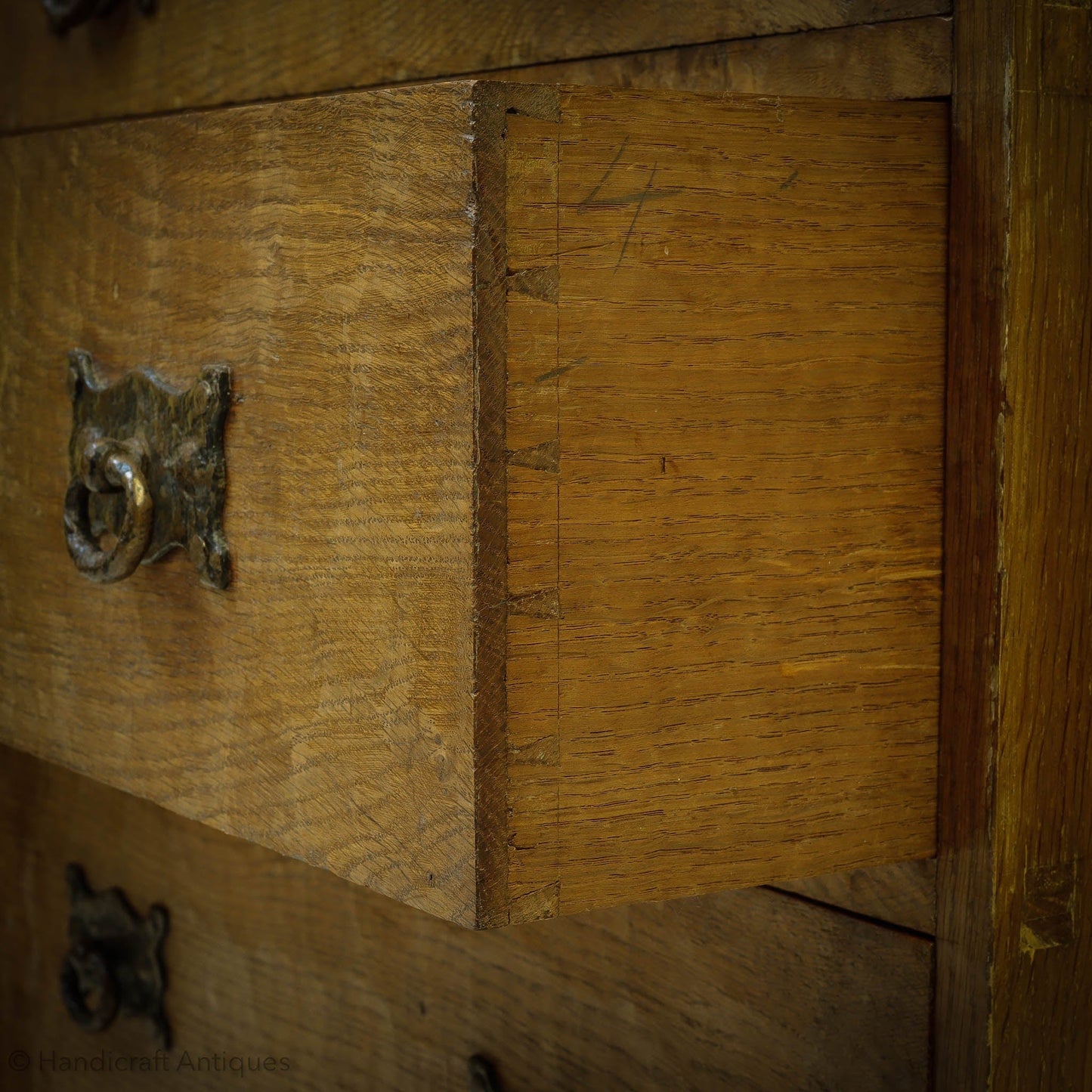 Arts & Crafts Yorkshire School English Oak Wardrobe C. 1920 - Mouseman interest