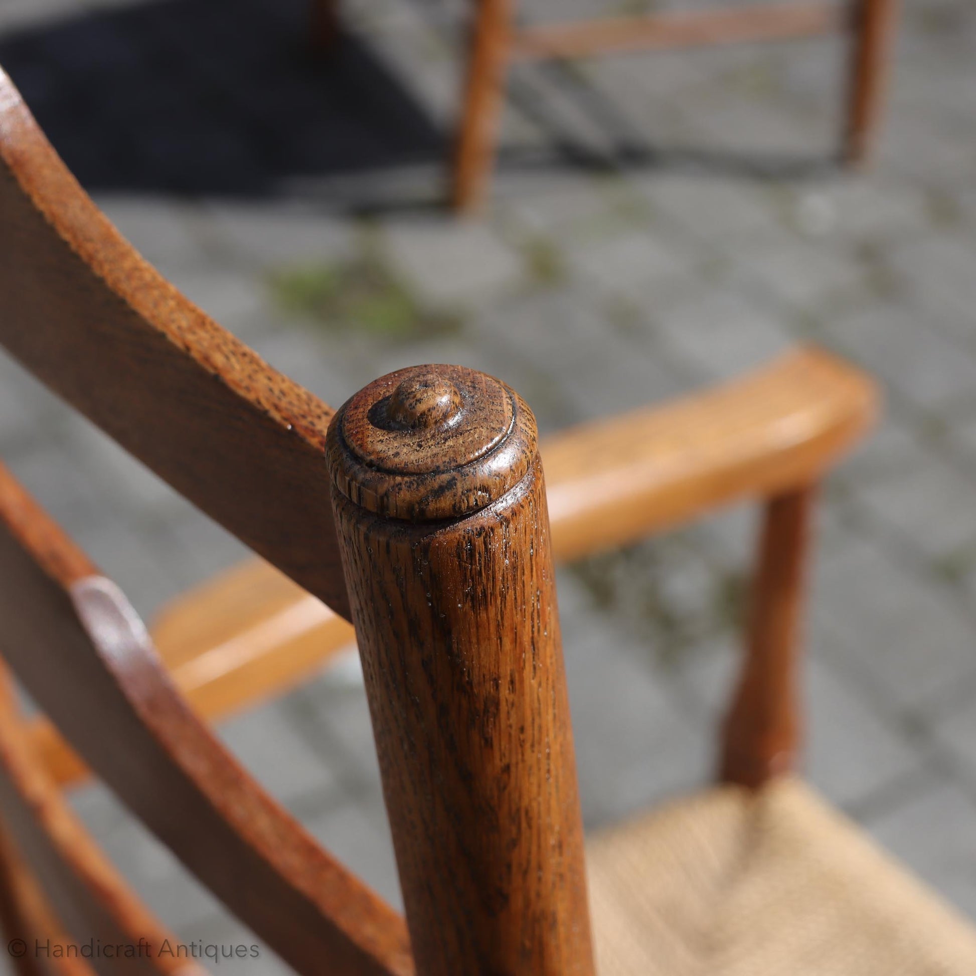 Heal and Co ‘Clissett’ style Arts & Crafts Cotswold School Oak Chairs.