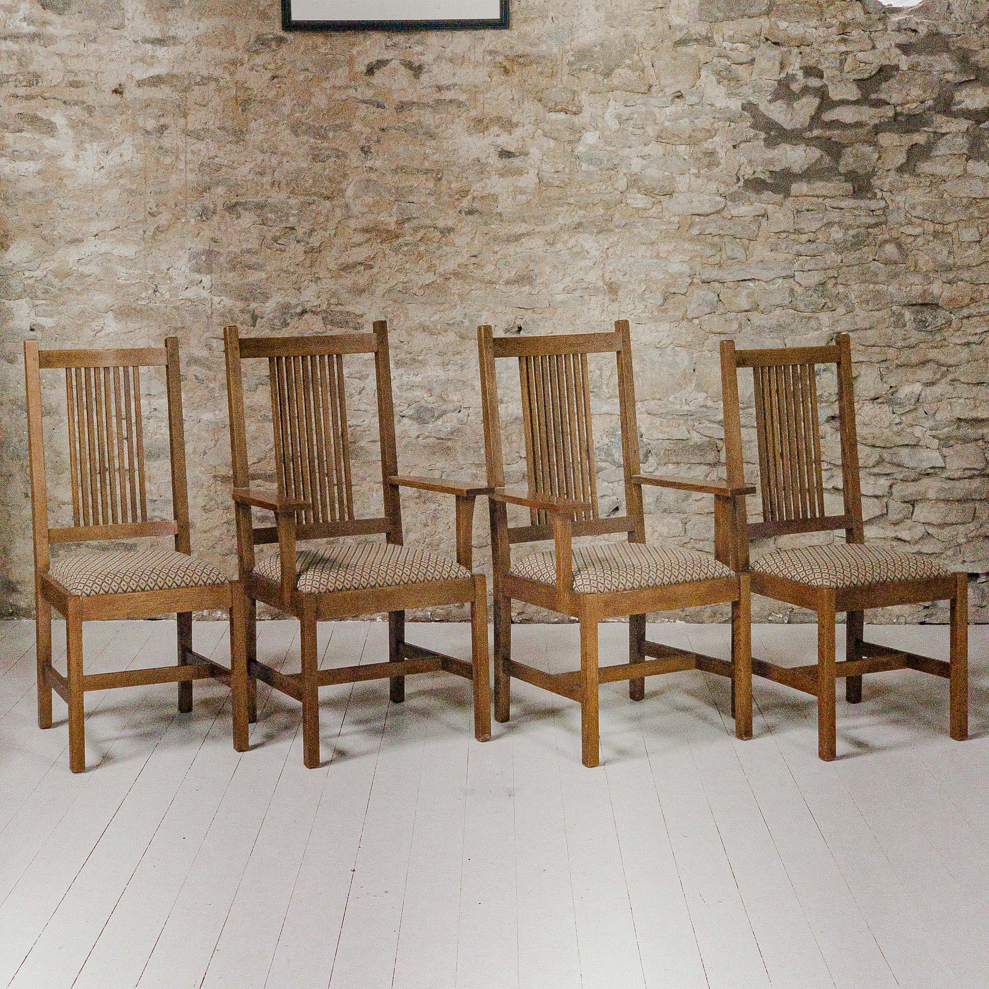 Set of 4 Stickley Furniture Arts & Crafts Mission School Oak Chairs