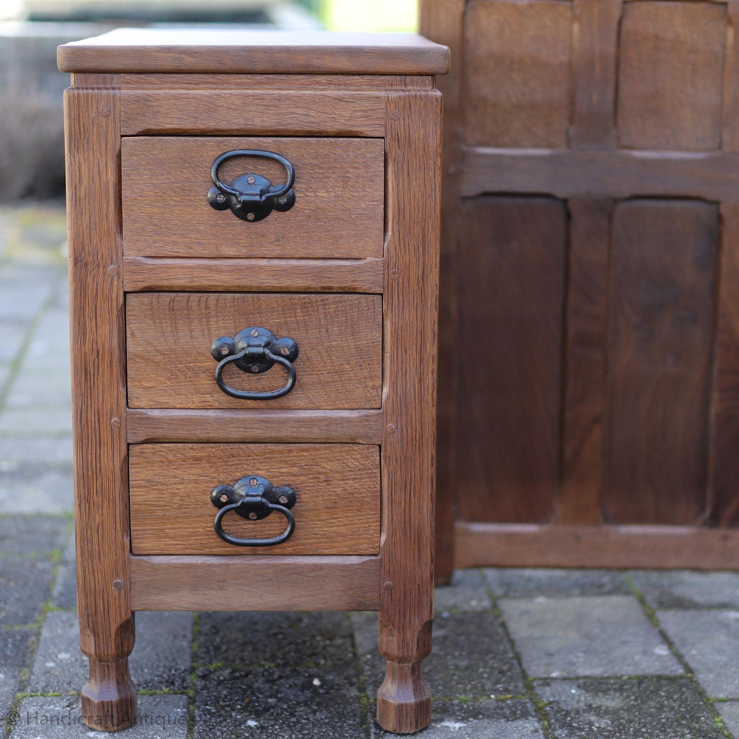 Sid Pollard [ex-Mouseman] Arts & Crafts Yorkshire School Oak Bed & Cabinets