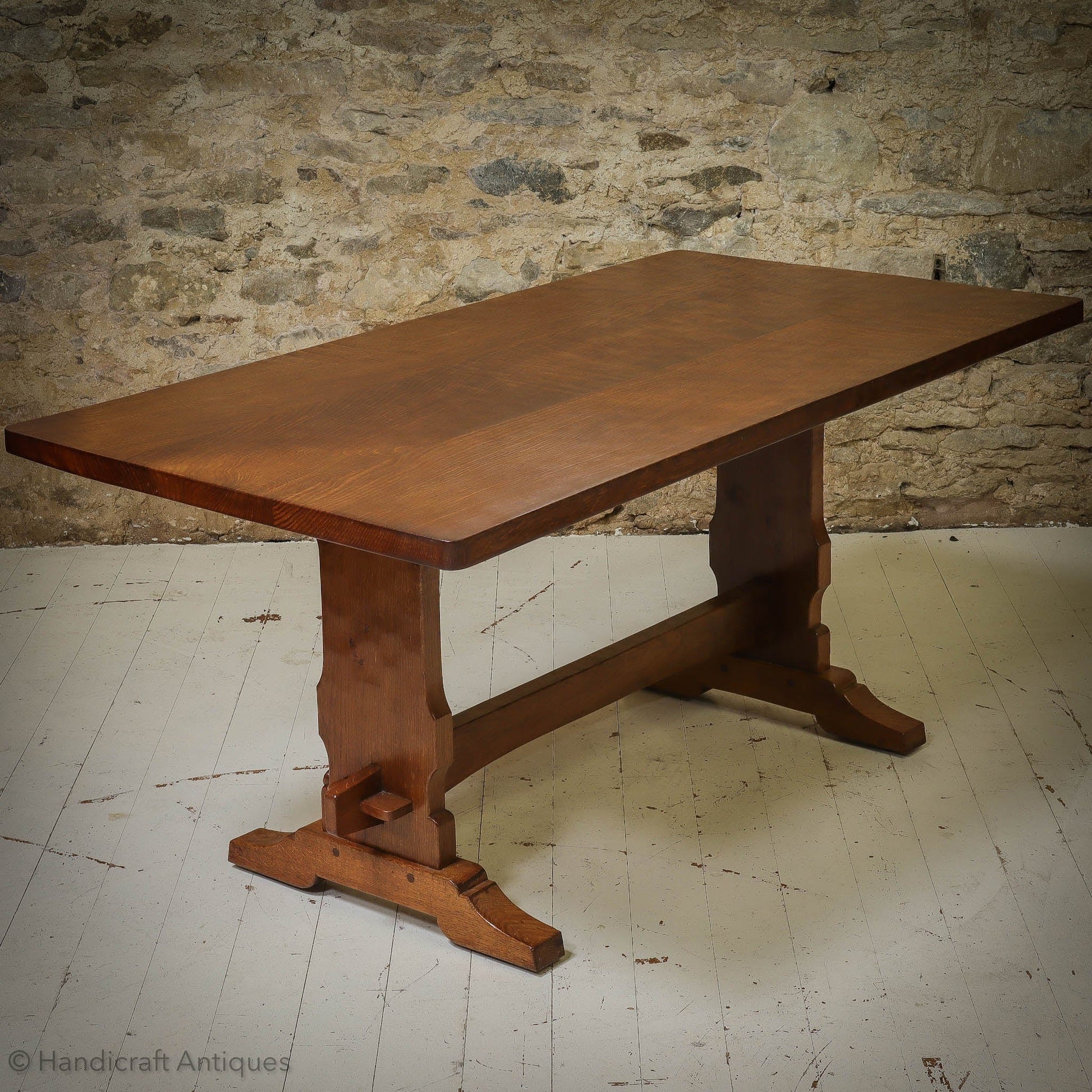 Foxman (Ex-Mouseman) Arts & Crafts Yorkshire School Oak Dining Table