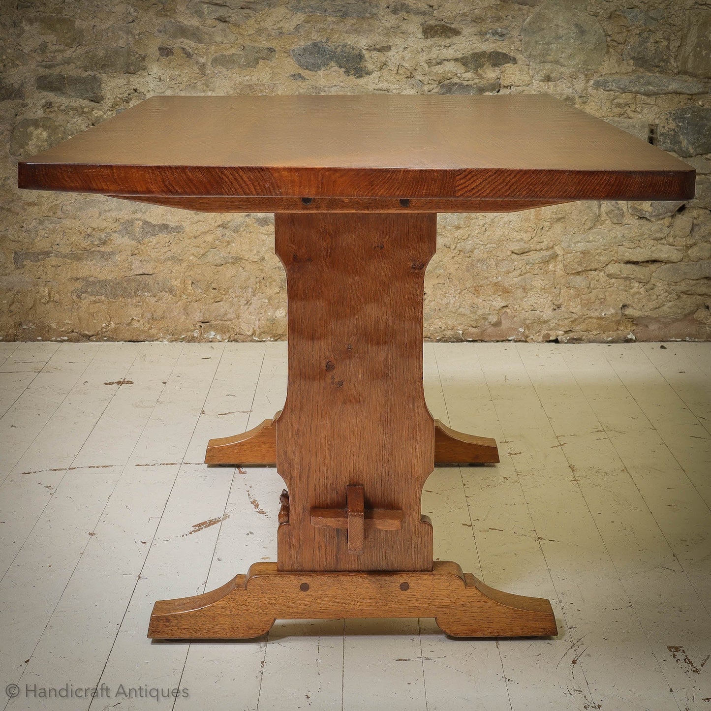 Foxman (Ex-Mouseman) Arts & Crafts Yorkshire School Oak Dining Table