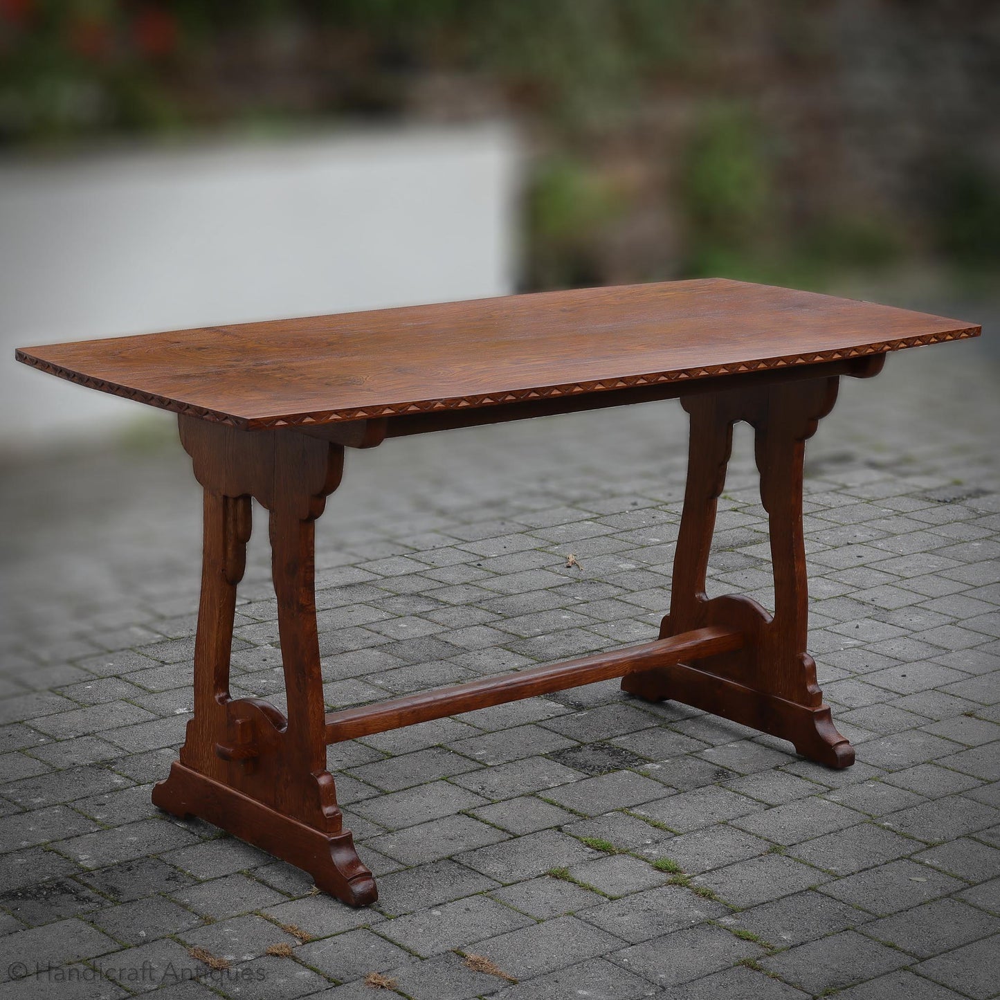  Arts & Crafts Cotswold School English Oak Dining Table and Benches