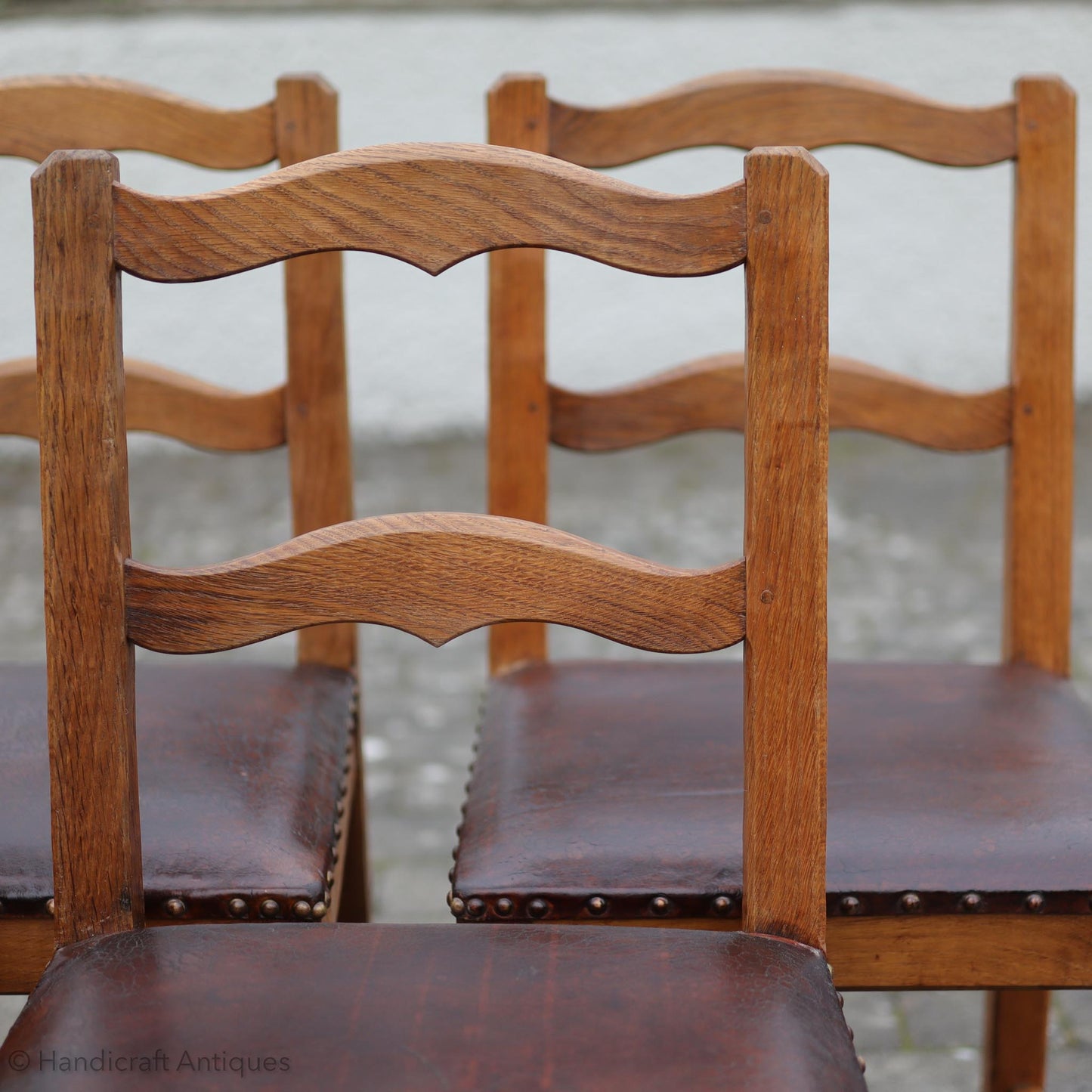 Set of 4 Acornman (Ex-Mouseman) Arts & Crafts Yorkshire School English Oak Chairs