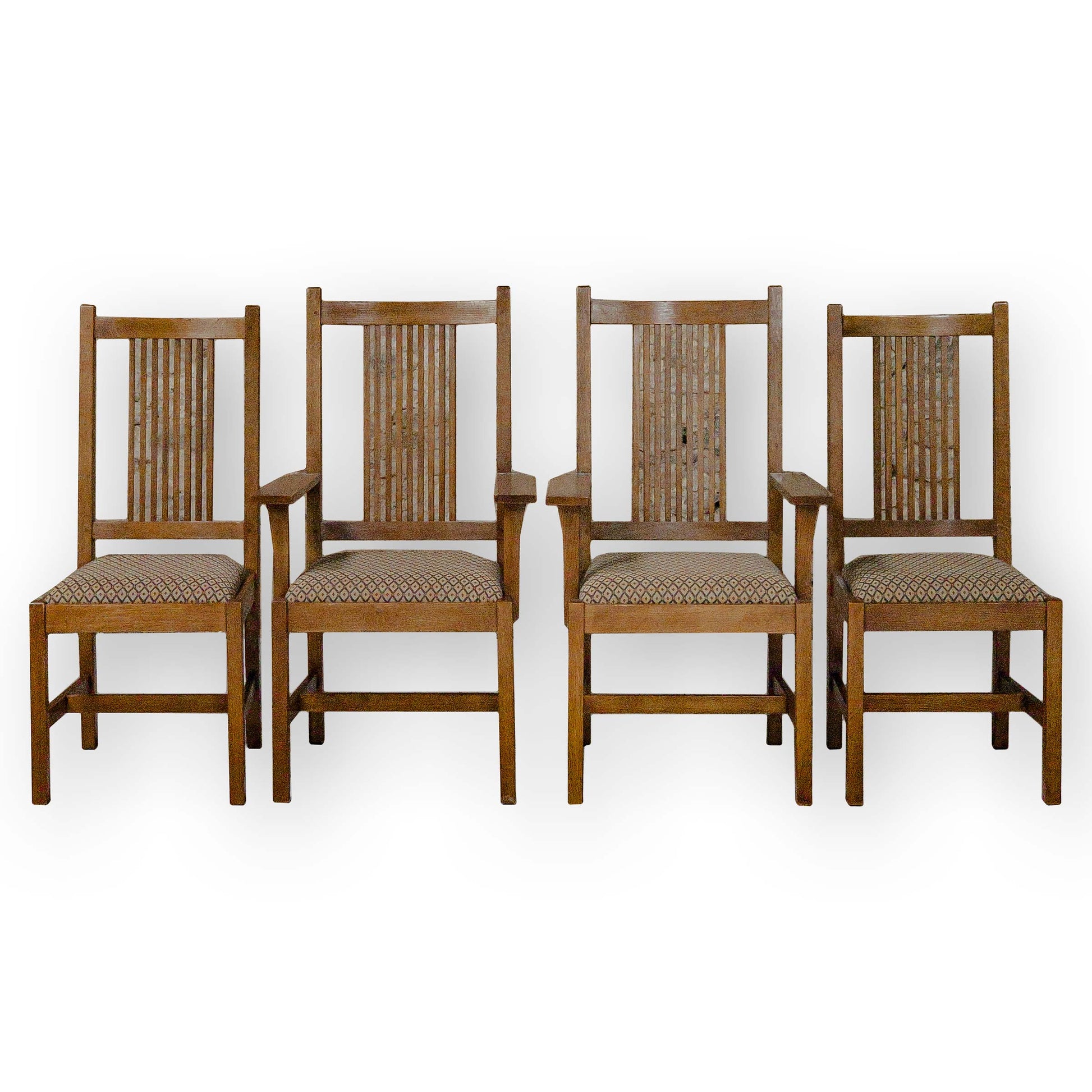 Set of 4 Stickley Furniture Arts & Crafts Mission School Oak Chairs