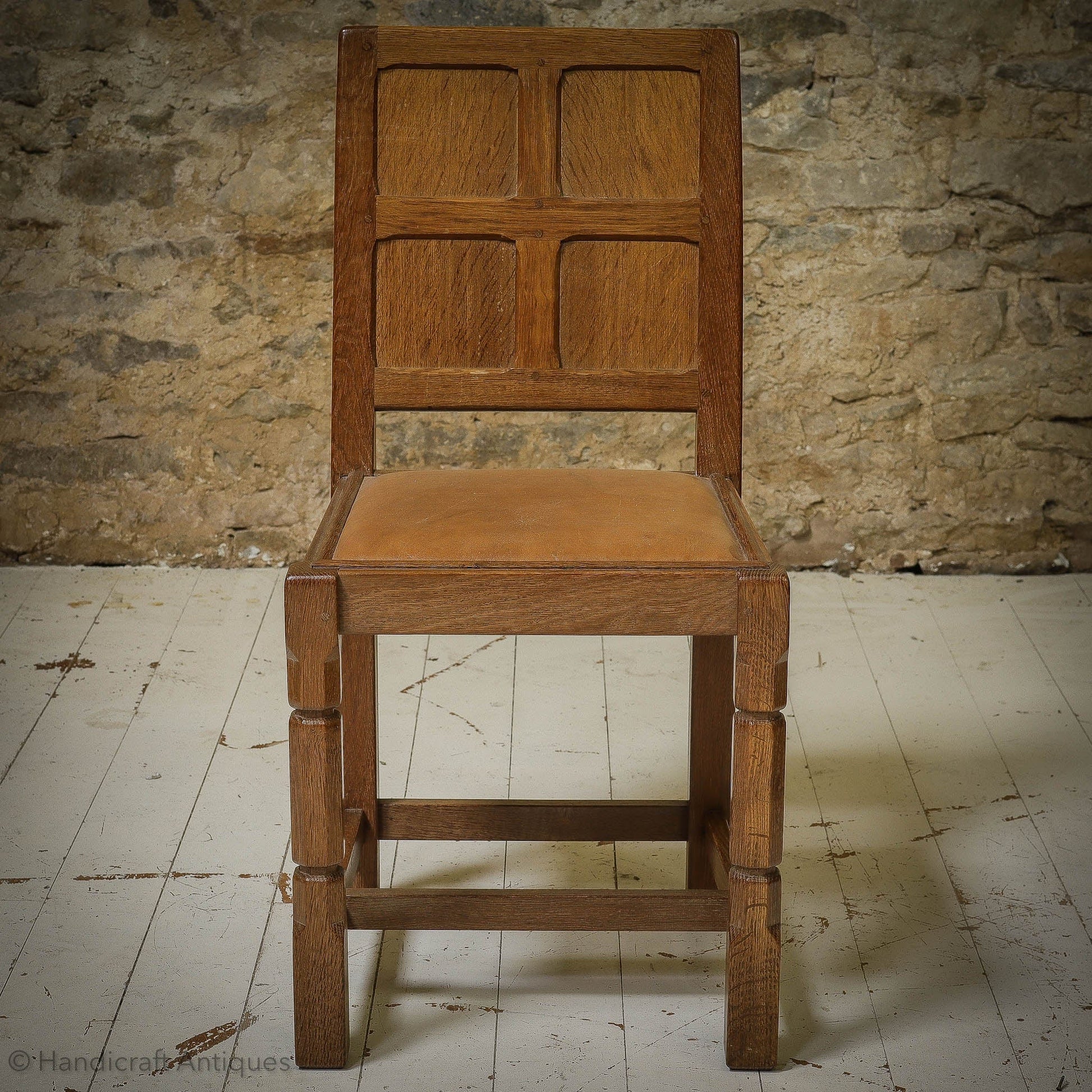 Set of 4 Sid Pollard [ex-Mouseman] Arts & Crafts Yorkshire School Oak Chairs