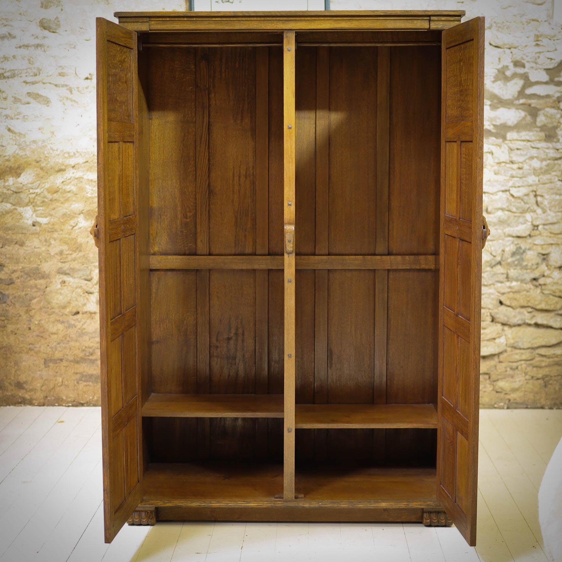 Nigrl Griffiths Arts & Crafts Gothic School English Oak Wardrobe c. 1980