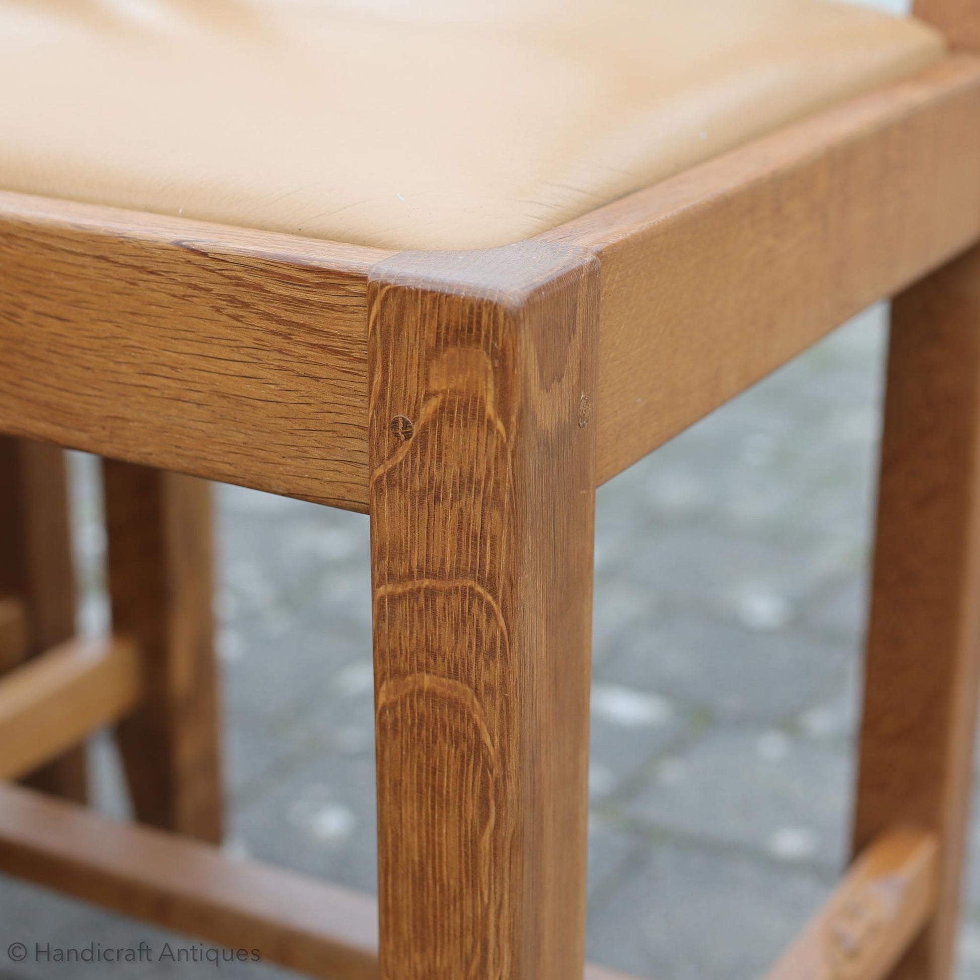 Set of 4 'Beaverman' (Ex-Mouseman) Arts & Crafts Yorkshire School English Oak Chairs