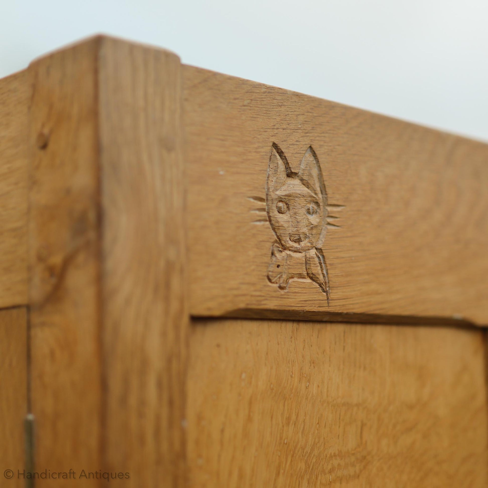 Cat & Mouseman' (Ex-Mouseman) Arts & Crafts Yorkshire School Oak Wardrobe (c)