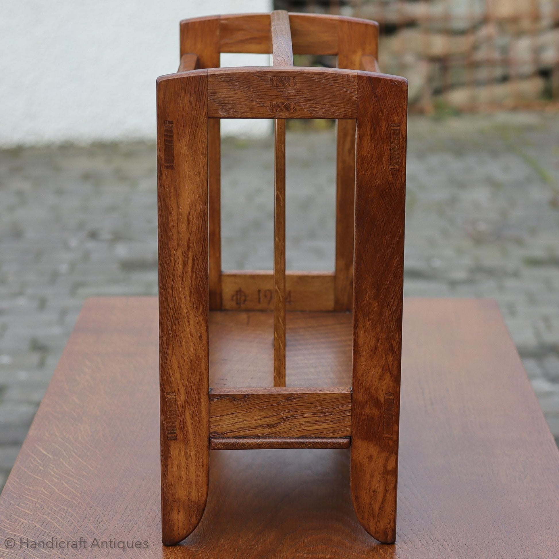 James Cleasby Dent [Ex-Stanley Webb Davies] Arts & Crafts Lakes School English Oak Magazine Rack