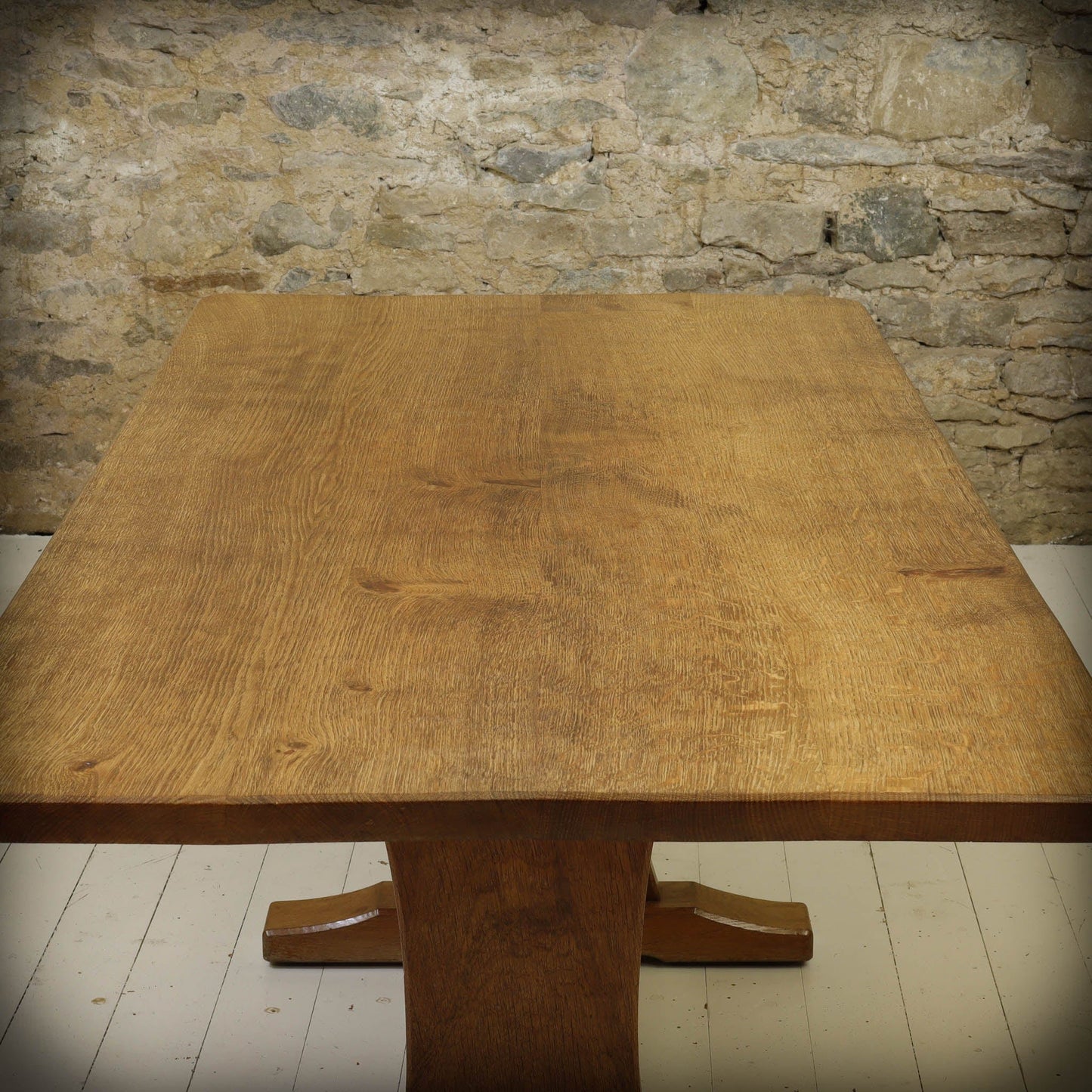 Acornman (Ex-Mouseman) Arts & Crafts Yorkshire School Oak Dining Table c. 1980