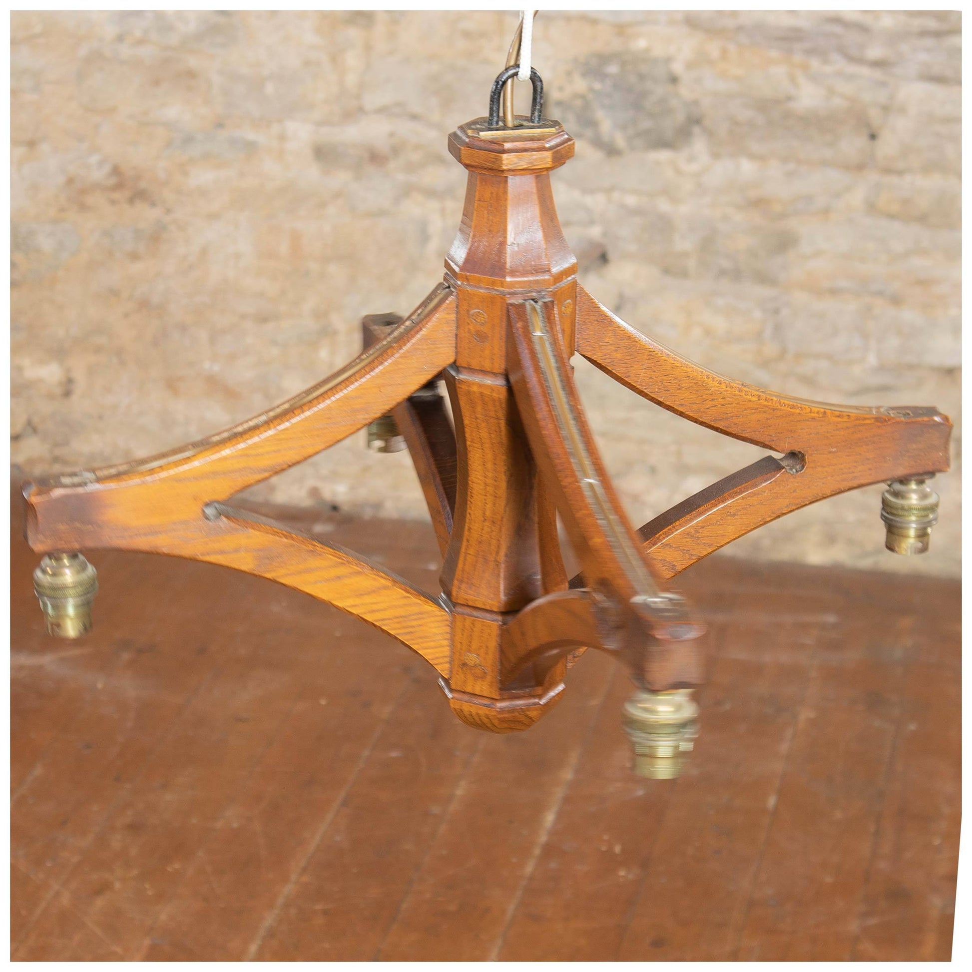Acornman (Ex-Mouseman) Arts & Crafts Yorkshire School English Oak Ceiling Lamp