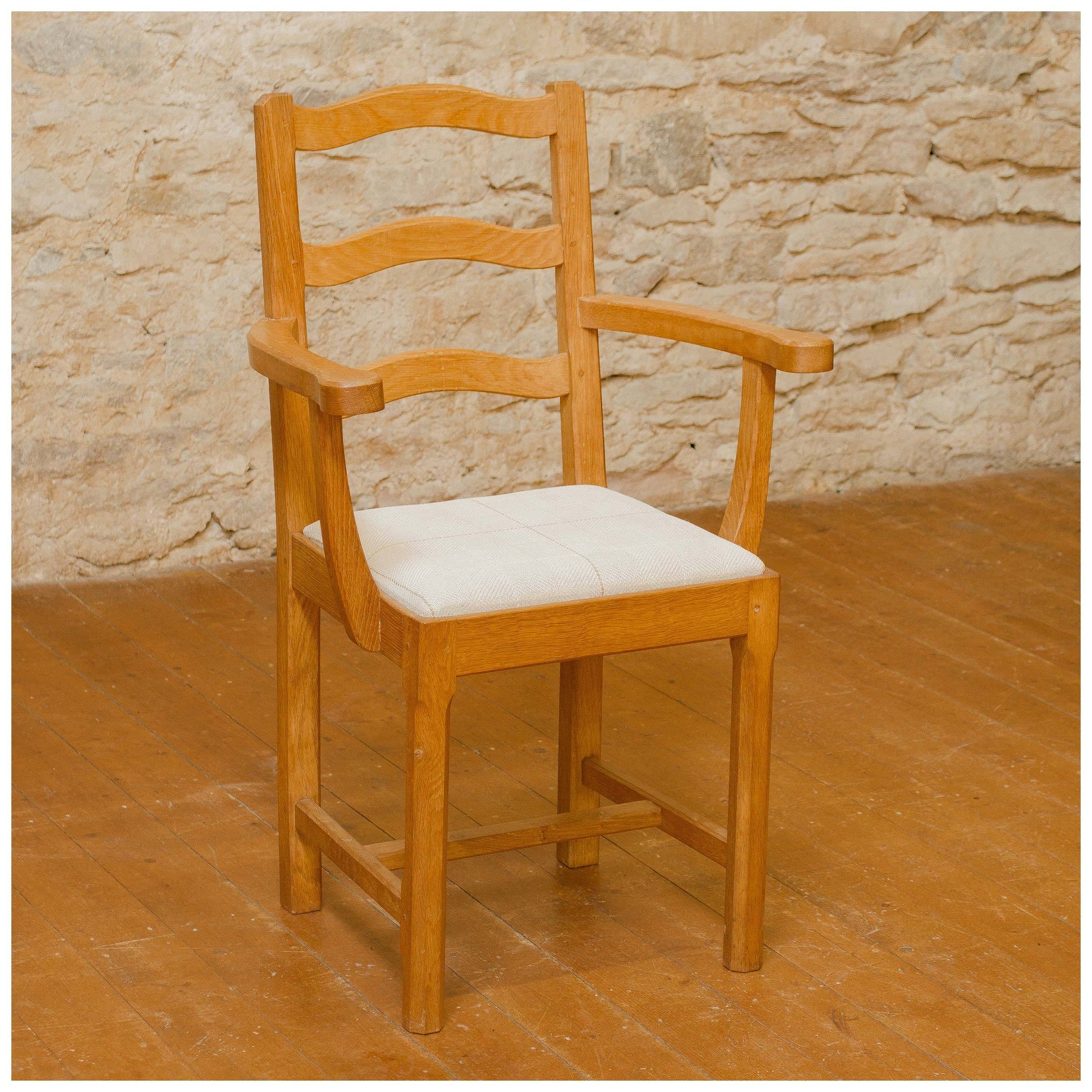 Acornman (Ex-Mouseman) Arts & Crafts Yorkshire School English Oak Chairs 1960