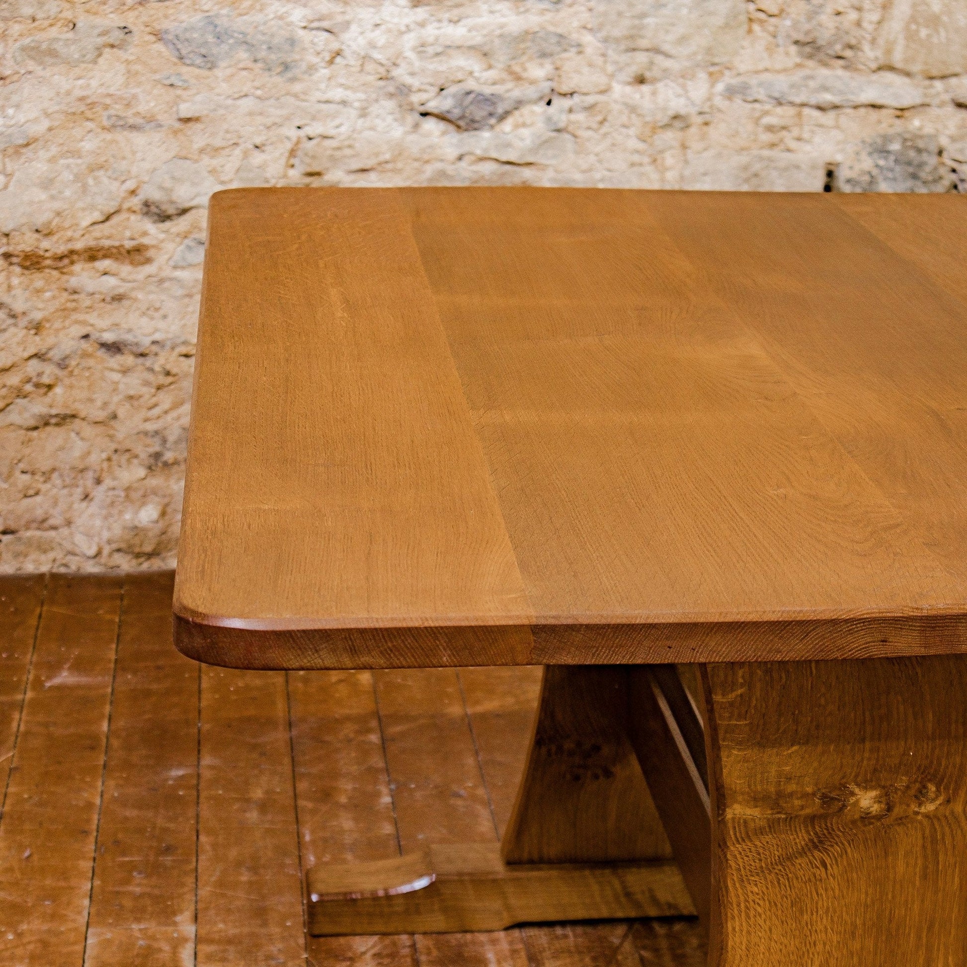 Acornman Ex-Mouseman Arts & Crafts Yorkshire School English Oak Dining Table 1970