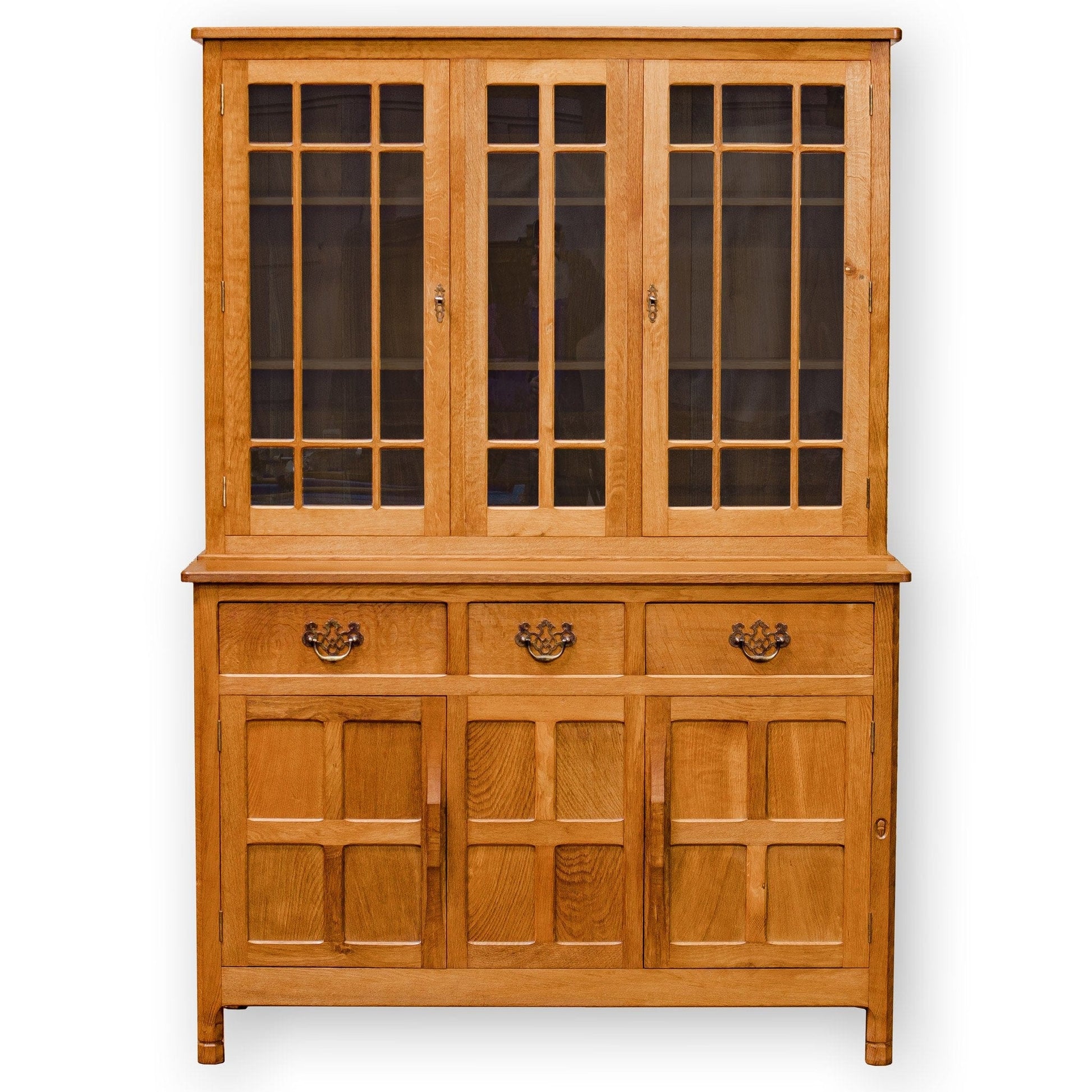 Acornman (Ex-Mouseman) Arts & Crafts Yorkshire School English Oak Glazed Dresser