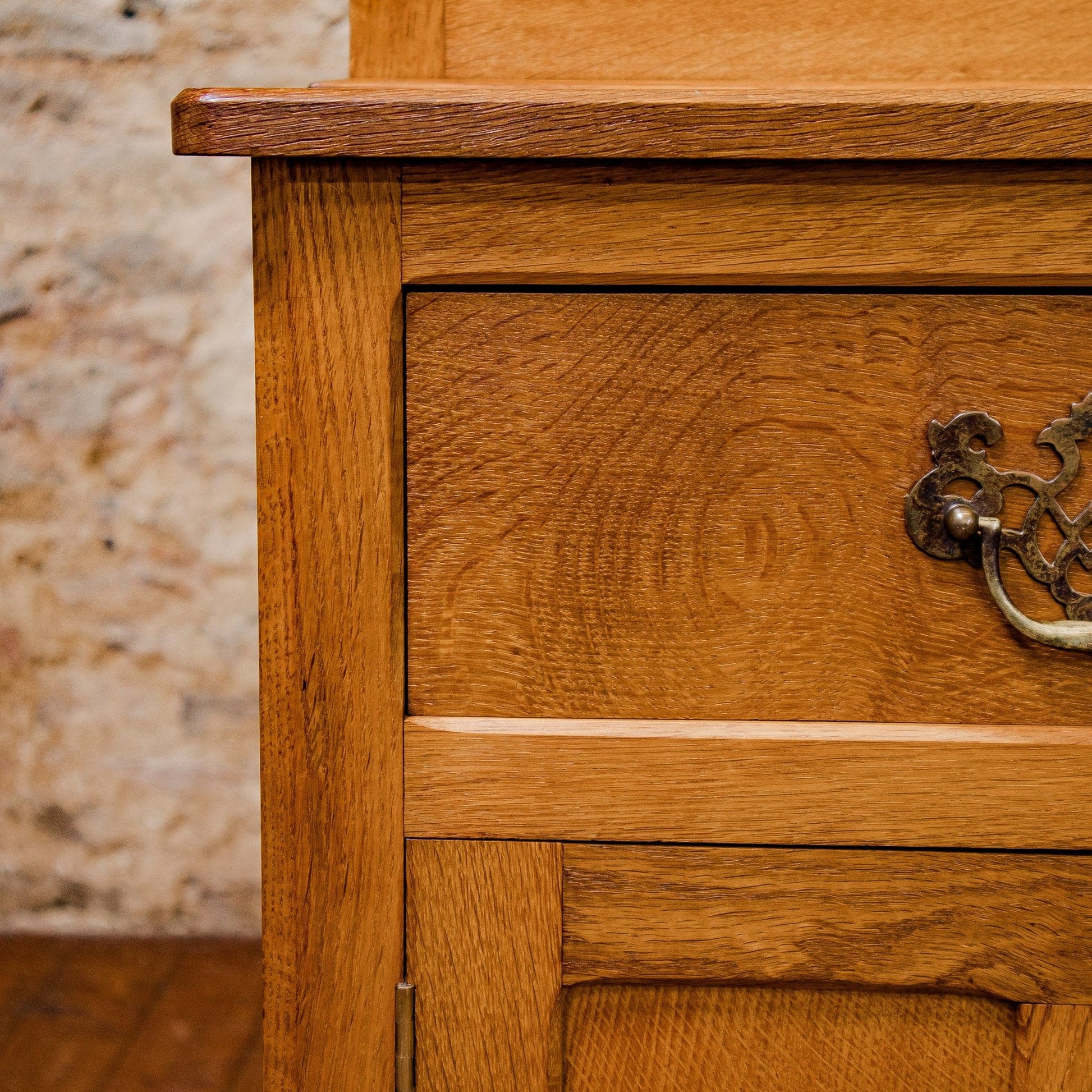 Acornman (Ex-Mouseman) Arts & Crafts Yorkshire School English Oak Glazed Dresser