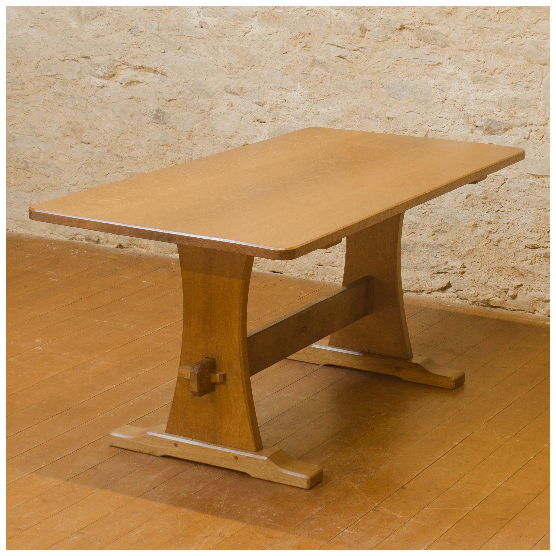 Alan 'Acornman' Grainger (ex-Mouseman) Arts & Crafts Yorkshire Oak Dining Table