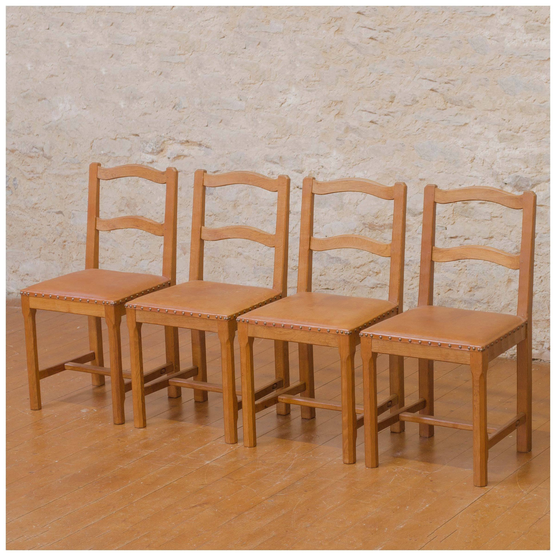 Alan Acornman Grainger (ex-Mouseman) Arts & Crafts Yorkshire School Oak chairs