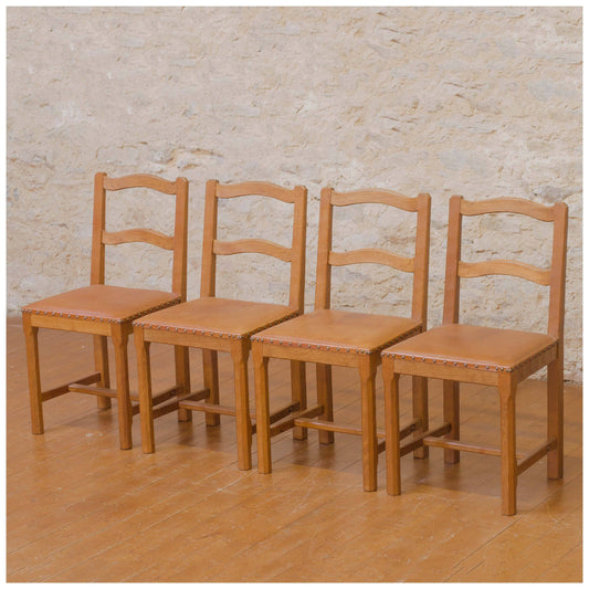 Alan Acornman Grainger (ex-Mouseman) Arts & Crafts Yorkshire School Oak chairs