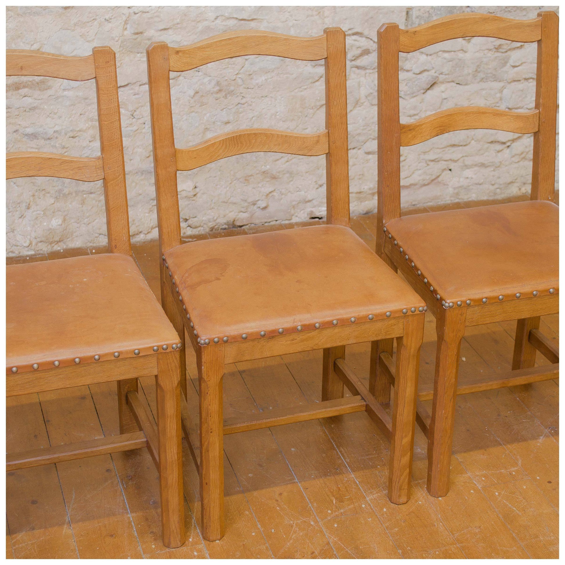 Alan Acornman Grainger (ex-Mouseman) Arts & Crafts Yorkshire School Oak chairs