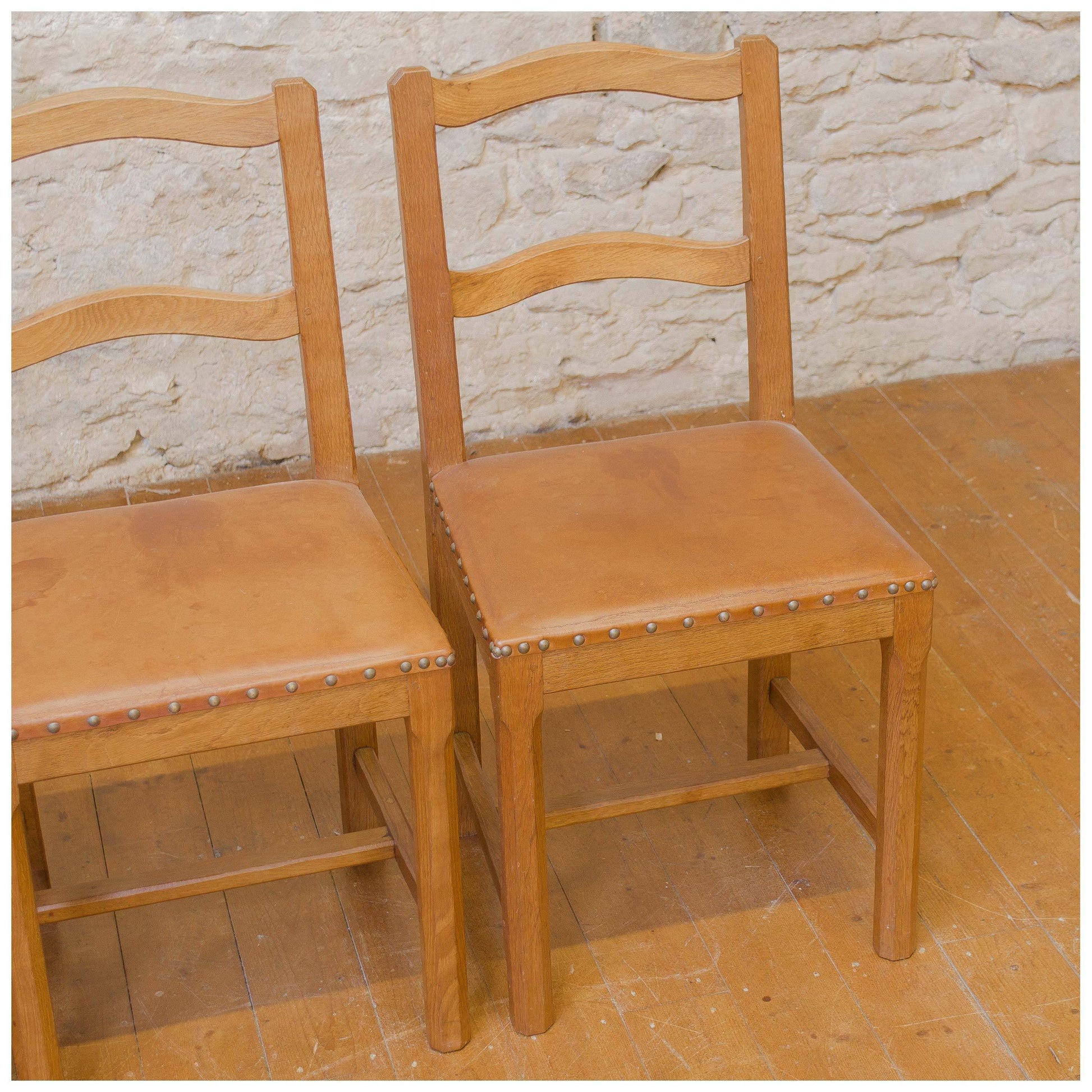 Alan Acornman Grainger (ex-Mouseman) Arts & Crafts Yorkshire School Oak chairs