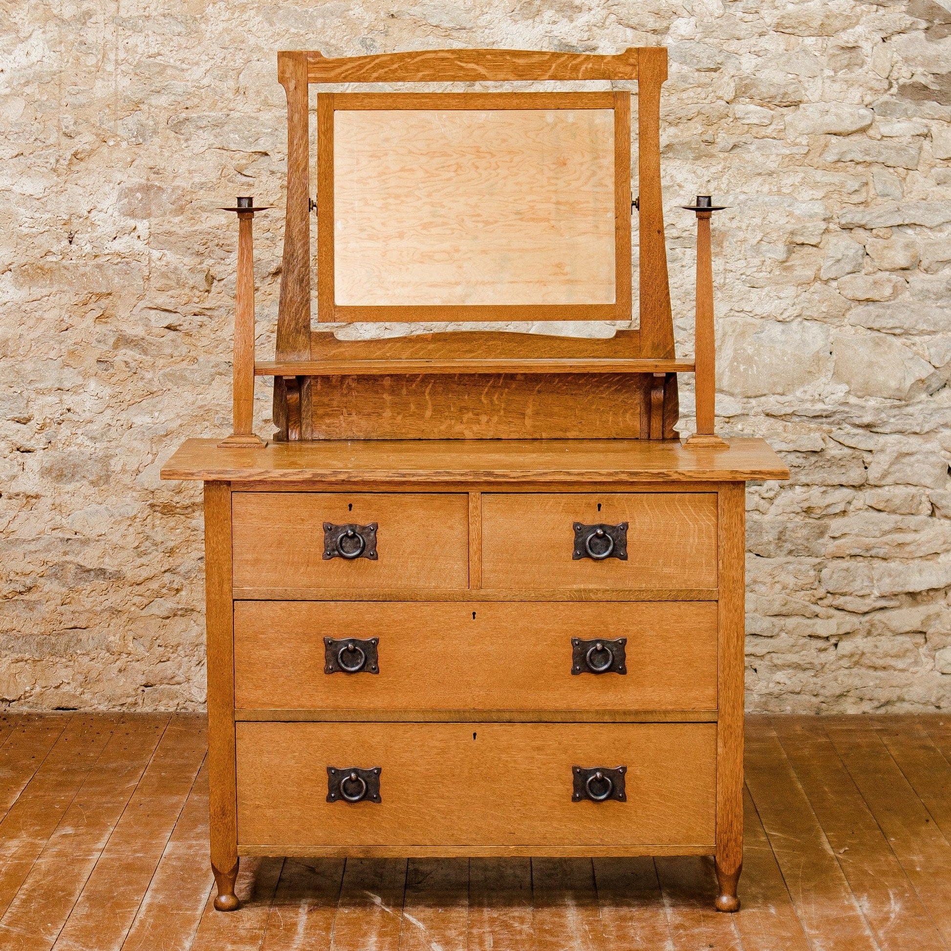 Ambrose Heal Arts & Crafts English Oak St Ives Dressing Chest c. 1900