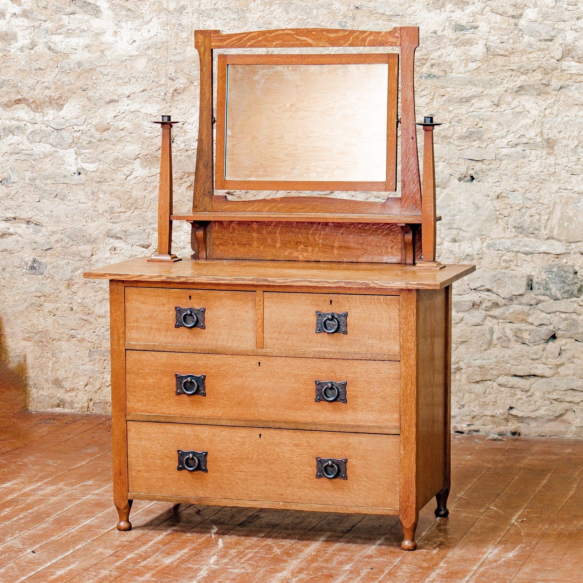 Ambrose Heal Arts & Crafts English Oak St Ives Dressing Chest c. 1900