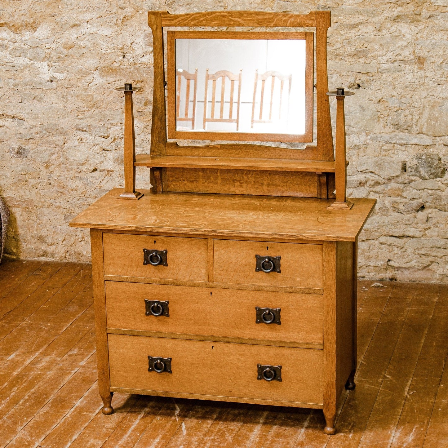 Ambrose Heal Arts & Crafts English Oak St Ives Dressing Chest c. 1900