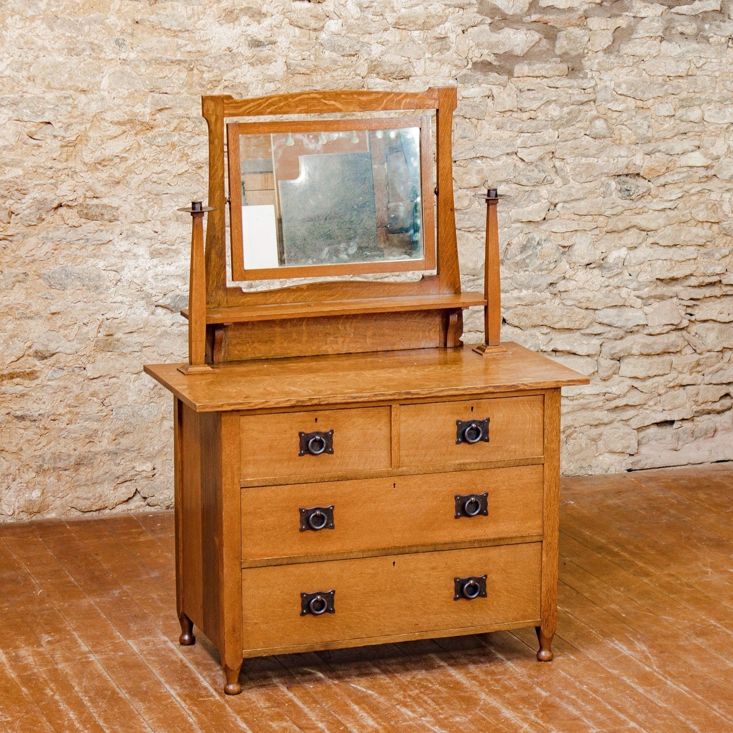 Ambrose Heal Arts & Crafts English Oak St Ives Dressing Chest c. 1900