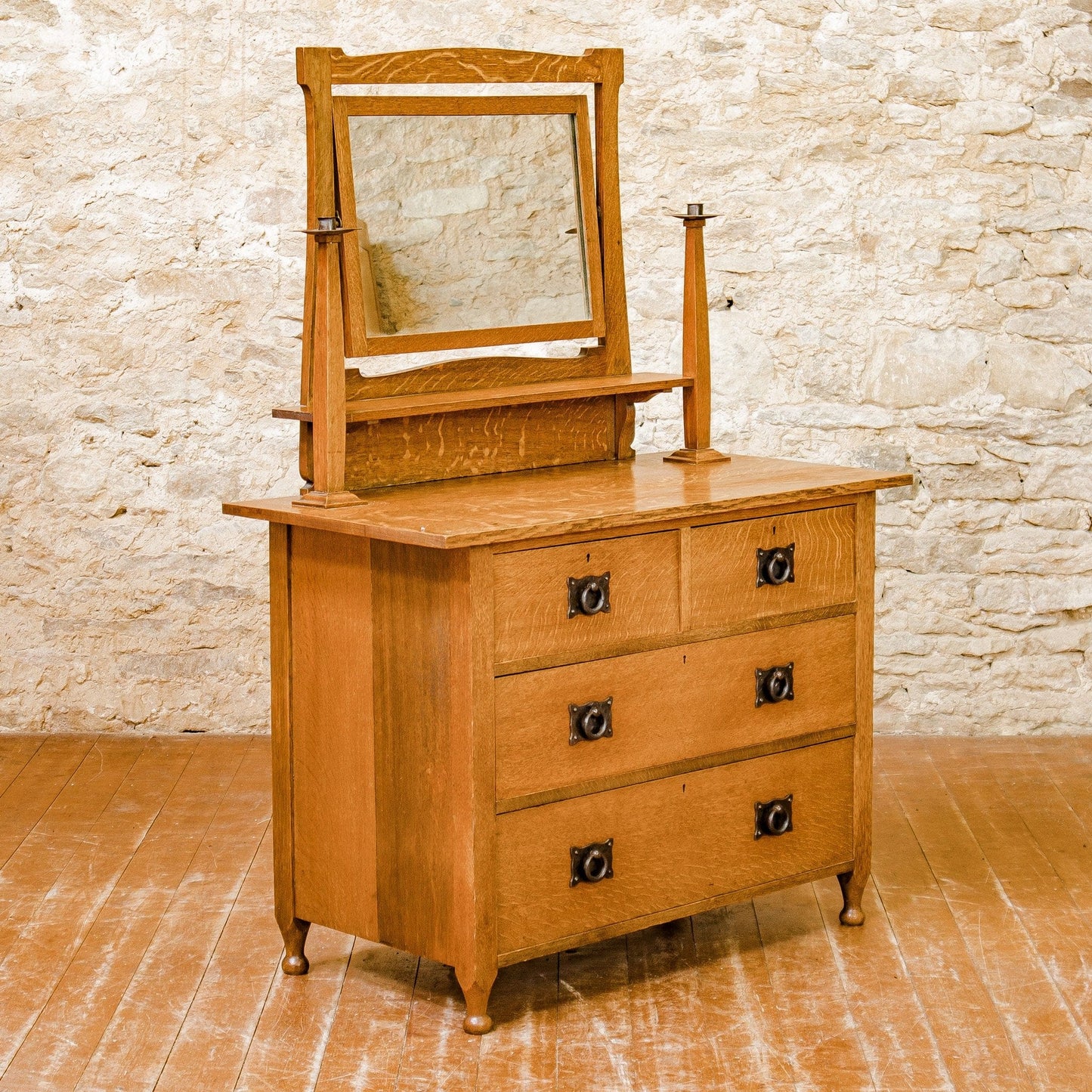 Ambrose Heal Arts & Crafts English Oak St Ives Dressing Chest c. 1900